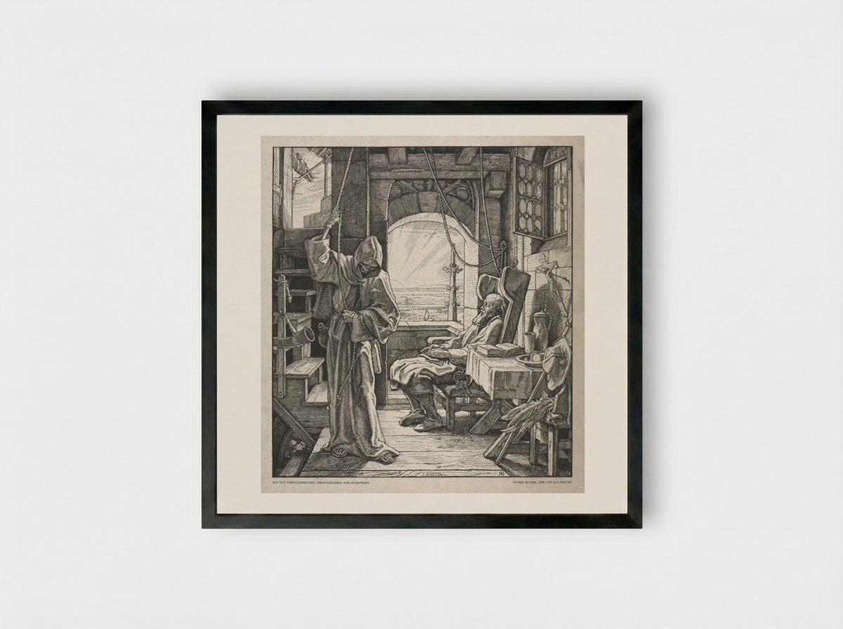 Death as a Friend - Alfred Rethel - Framed Print Black