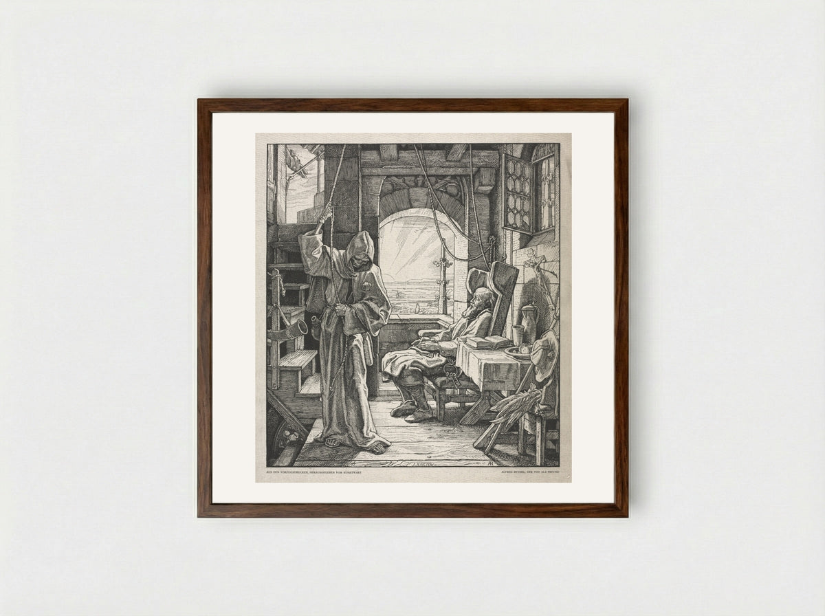 Death as a Friend - Alfred Rethel - Framed Print Dark Wood