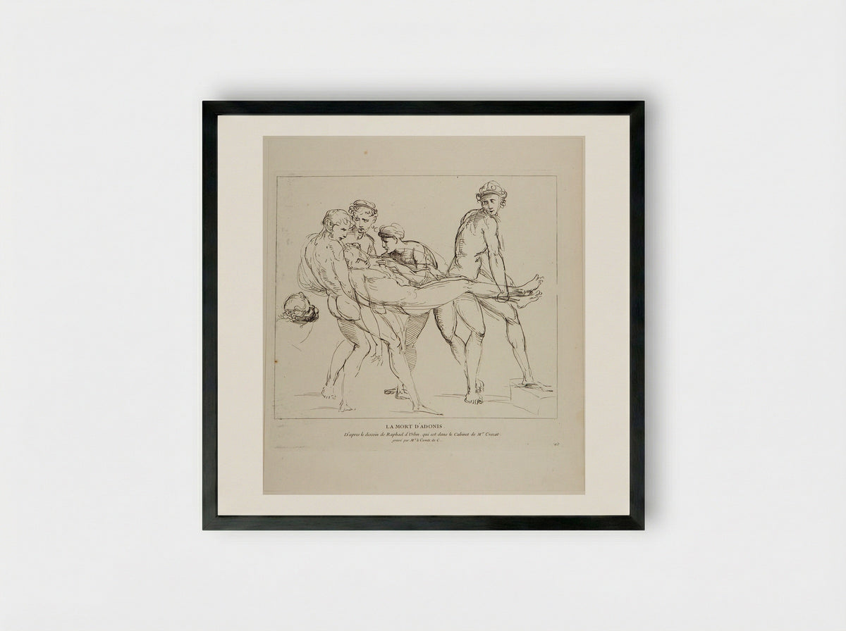 Death of Adonis (After Raphael) - Anne Claude Philippe de Thubières, Comte de Caylus - Framed Print Black