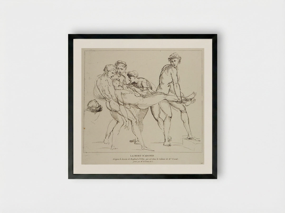 Death of Adonis (After Raphael) - Anne Claude Philippe de Thubières, Comte de Caylus - Framed Print Black