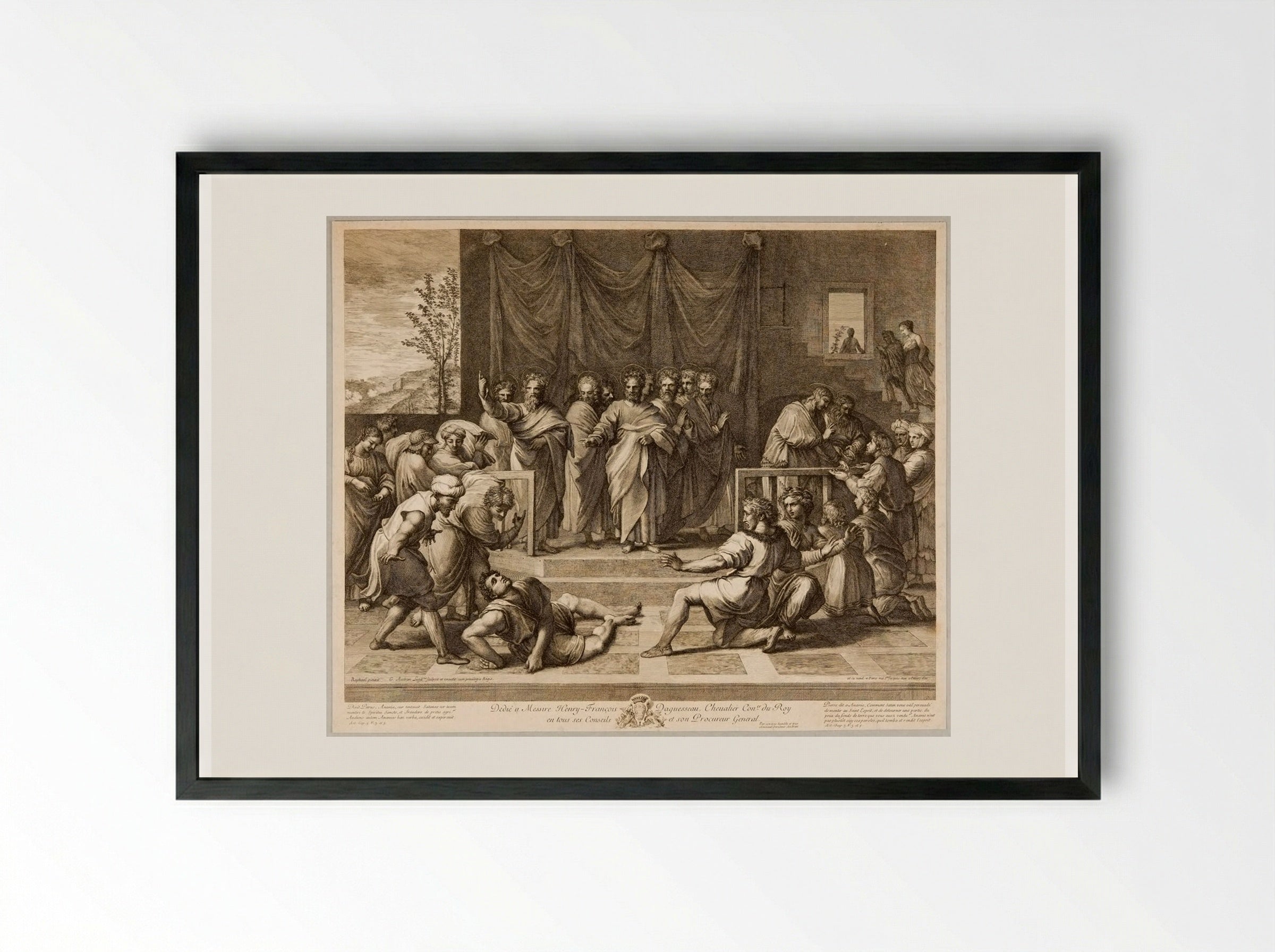 Death of Ananias - Gérard Audran - Framed Print Black