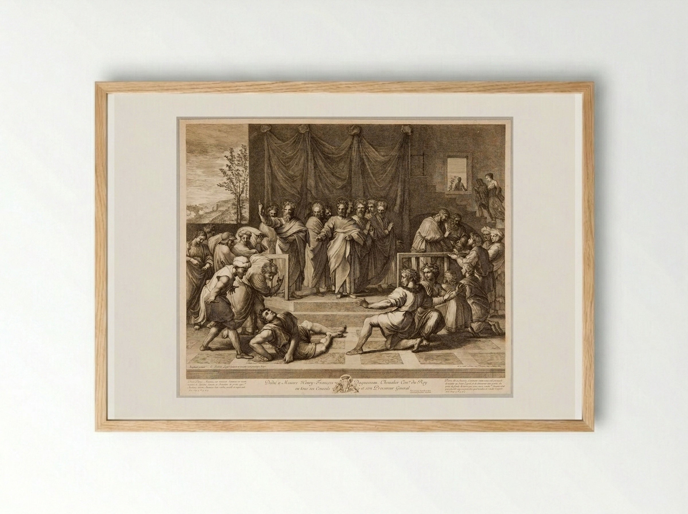 Death of Ananias - Gérard Audran - Framed Print Wood