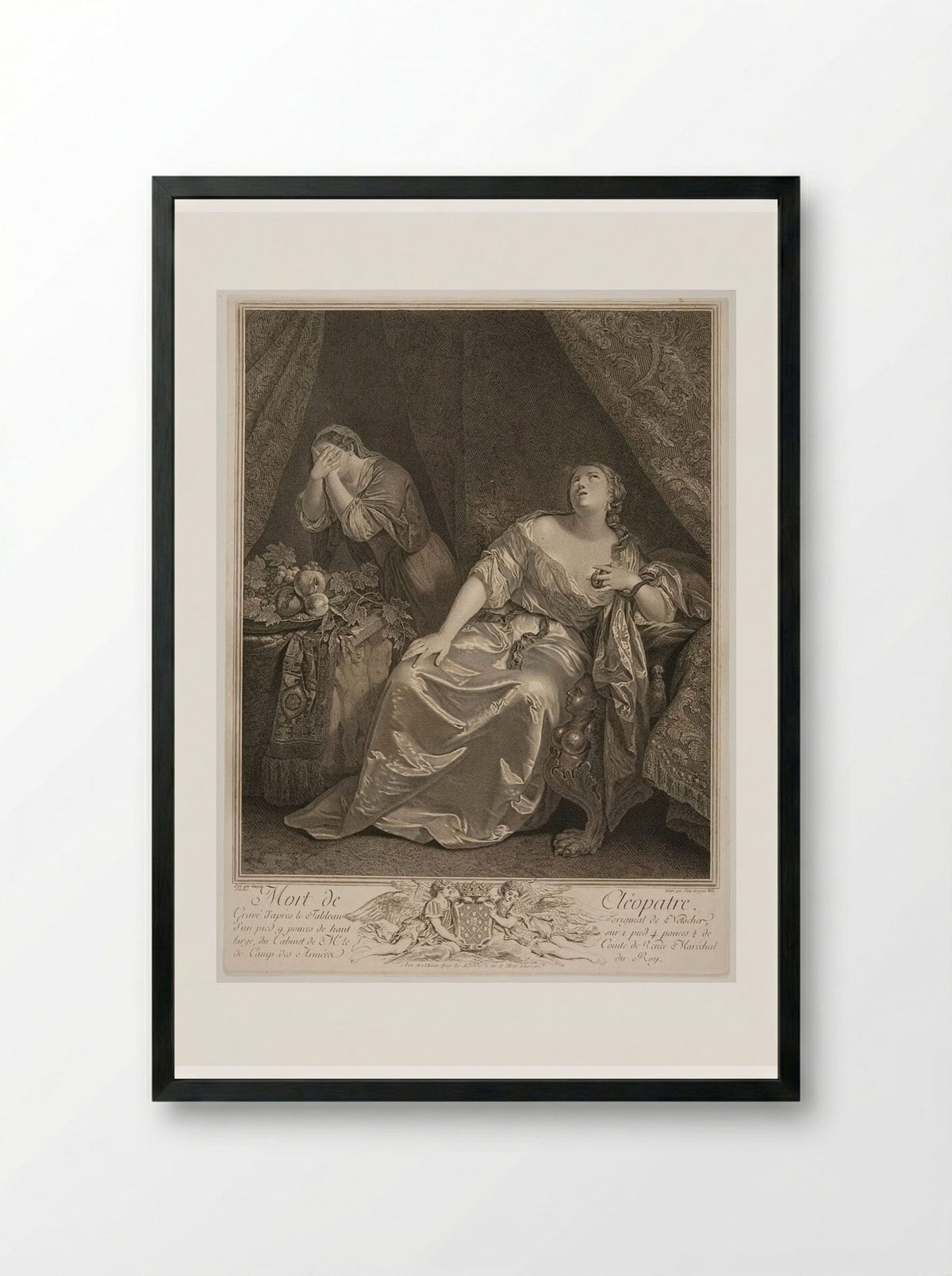 Death of Cleopatra - Johann Georg Wille - Framed Print Black