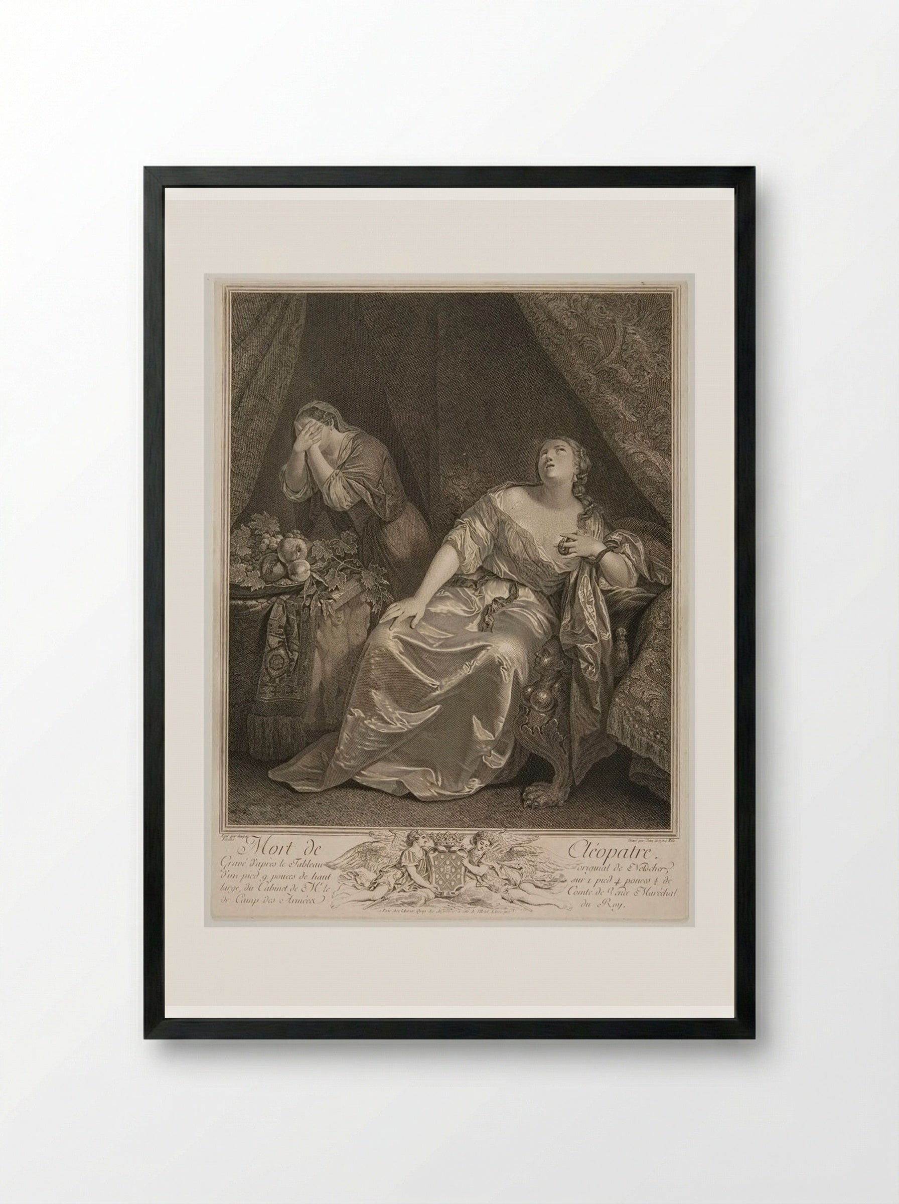 Death of Cleopatra - Johann Georg Wille - Framed Print Black