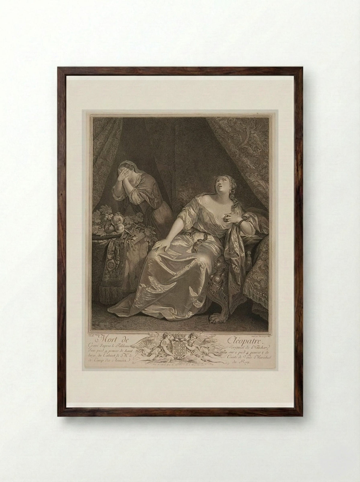 Death of Cleopatra - Johann Georg Wille - Framed Print Dark Wood