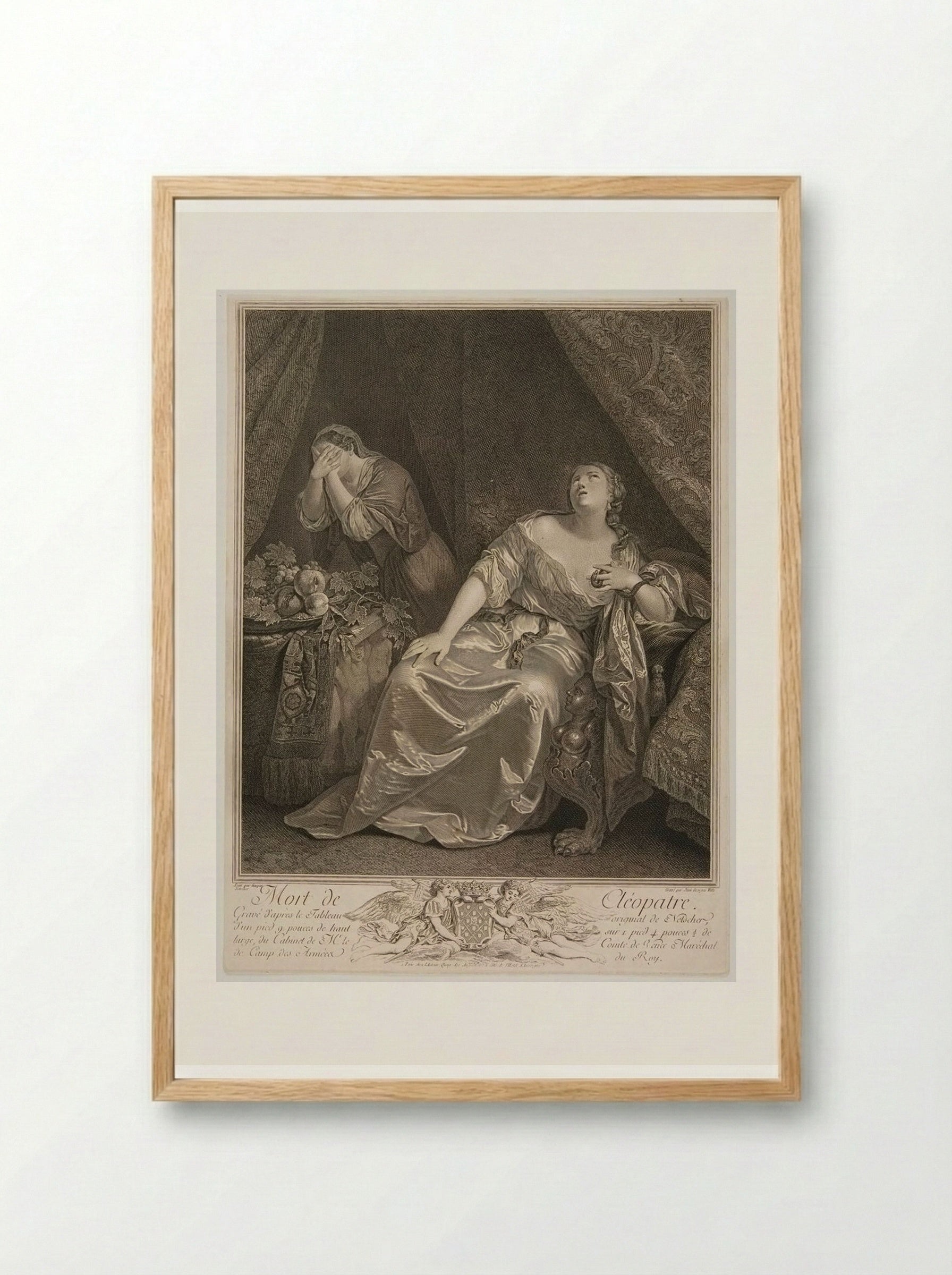 Death of Cleopatra - Johann Georg Wille - Framed Print Wood
