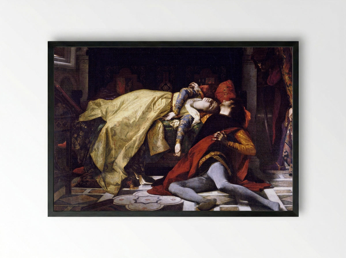 Death of Francesca da Rimini and Paolo Malatesta - Alexandre Cabanel - Framed Print Black