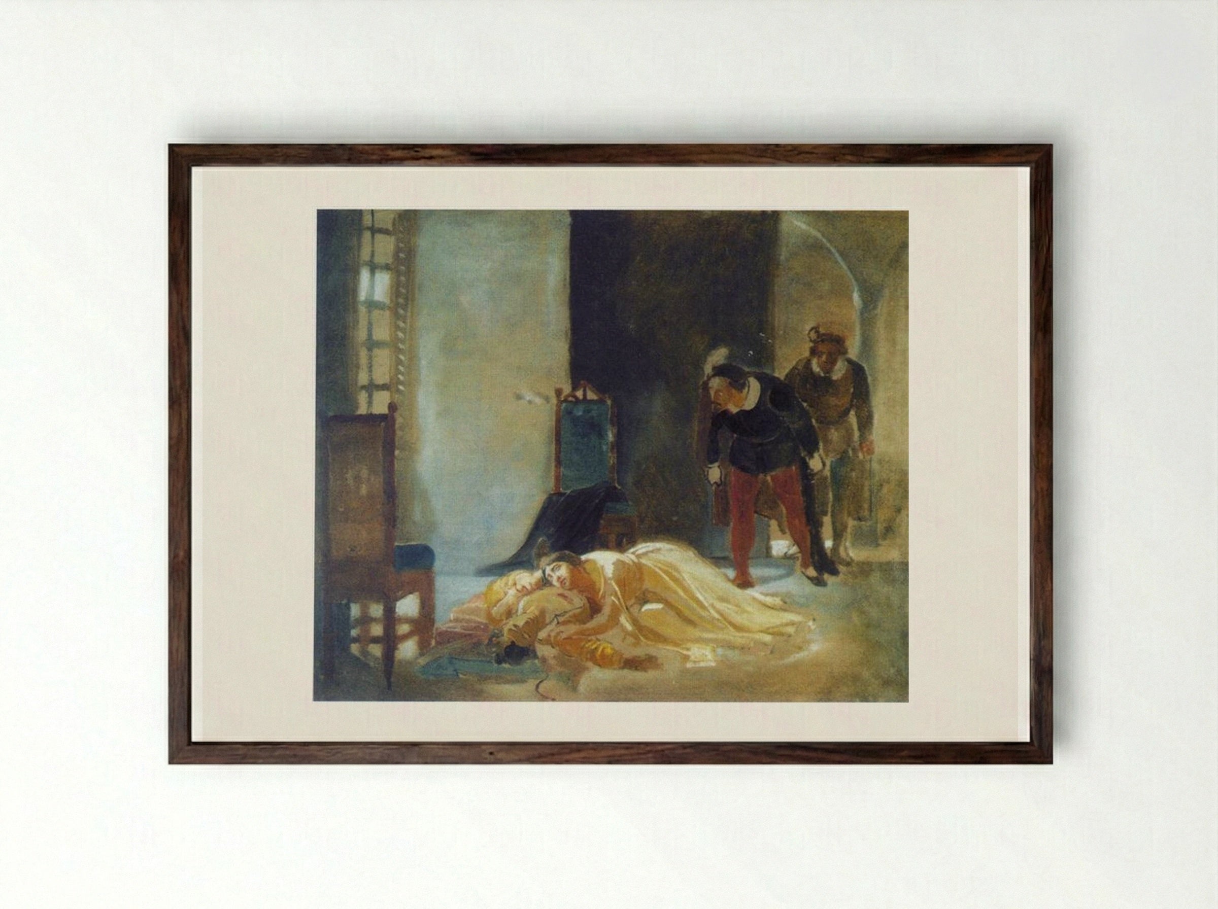 Death of Imelda Lambertazzi - Nikolai Ge - Framed Print Dark Wood