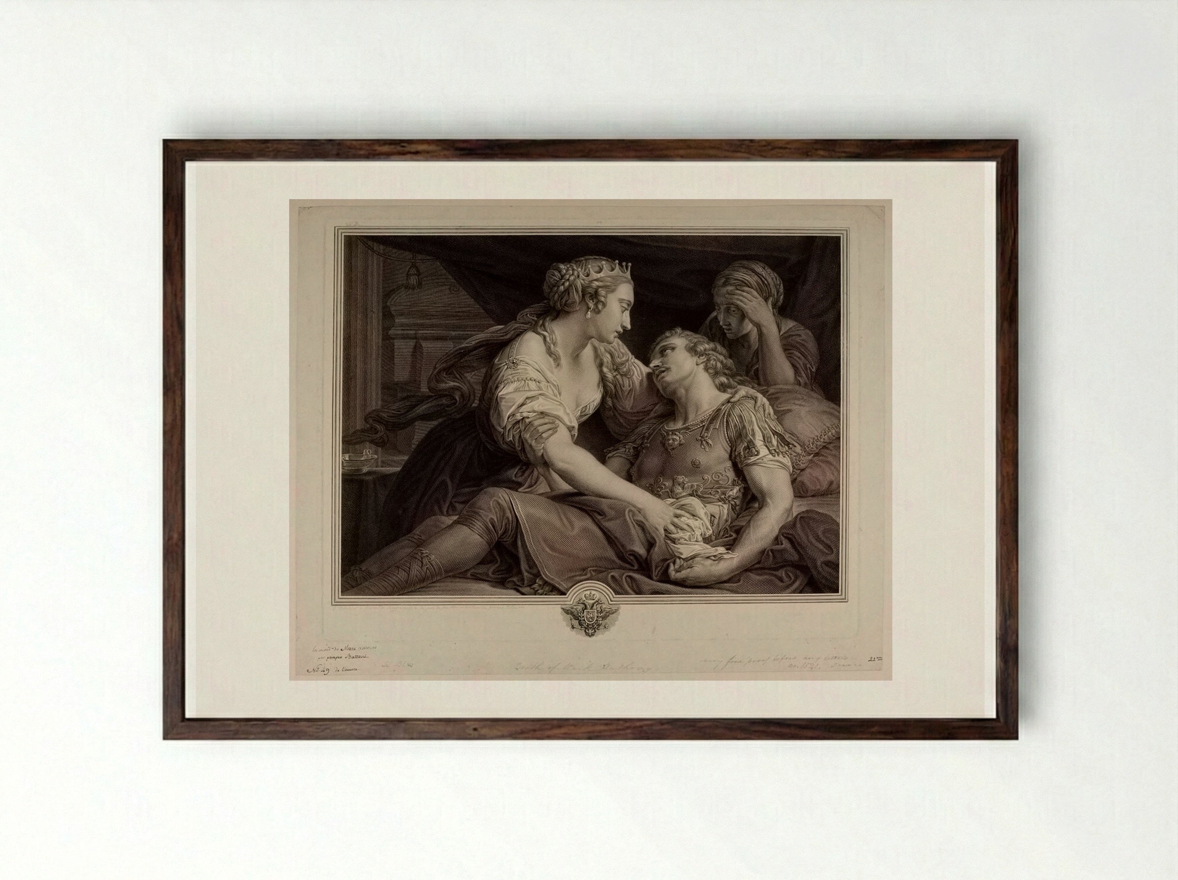 Death of Mark Anthony - Johann Georg Wille - Framed Print Dark Wood