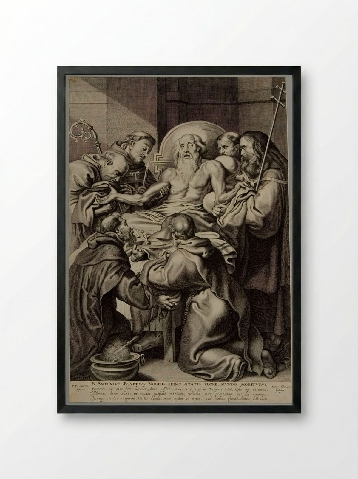 Death of Saint Anthony - Pieter Clouet - Framed Print Black