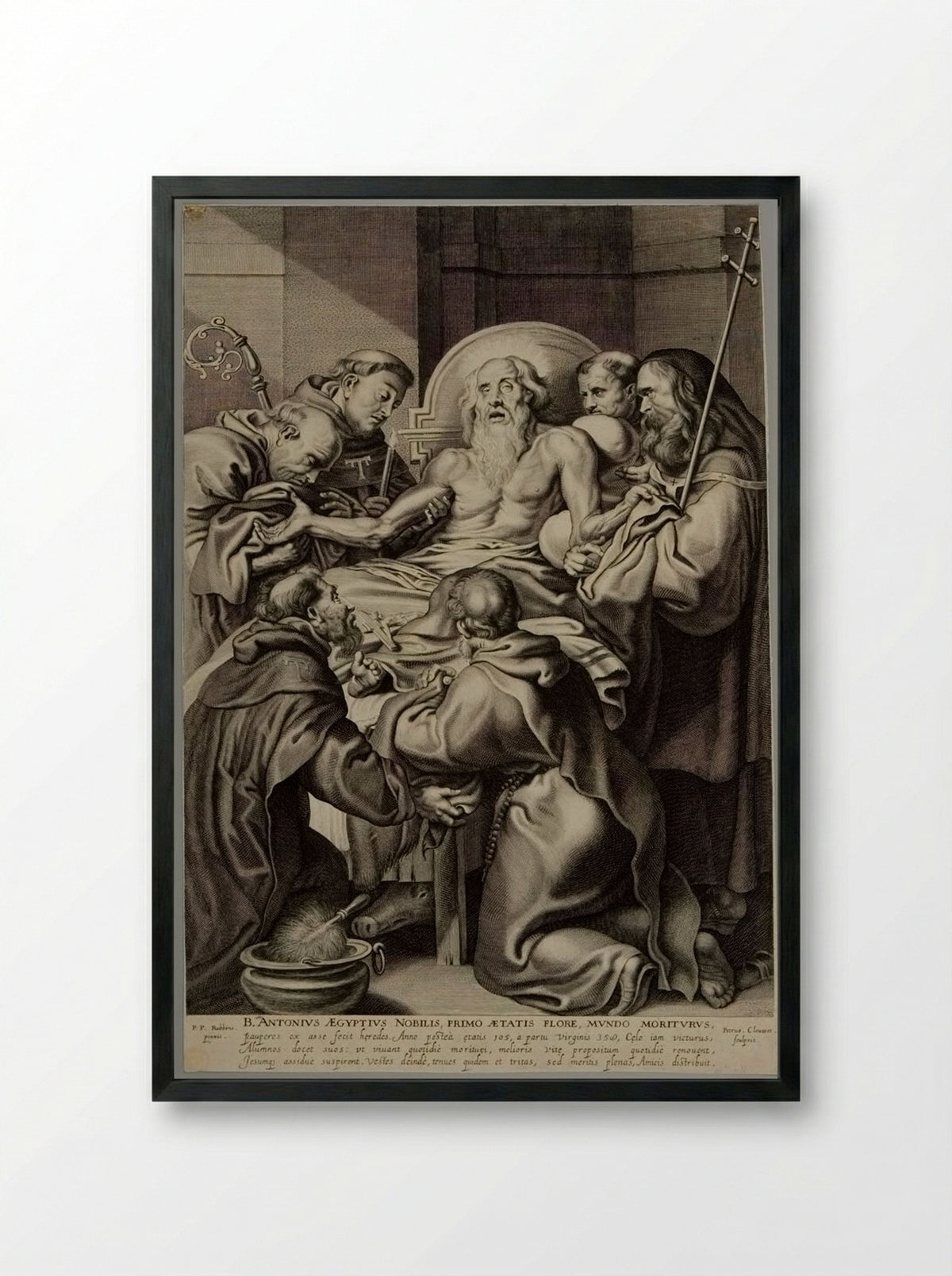 Death of Saint Anthony - Pieter Clouet - Framed Print Black