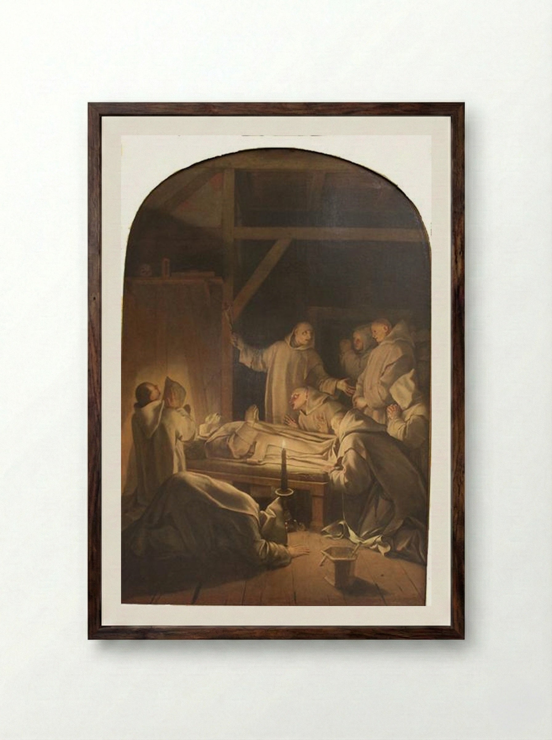 Death of St. Bruno - Eustache Le Sueur - Framed Print Dark Wood