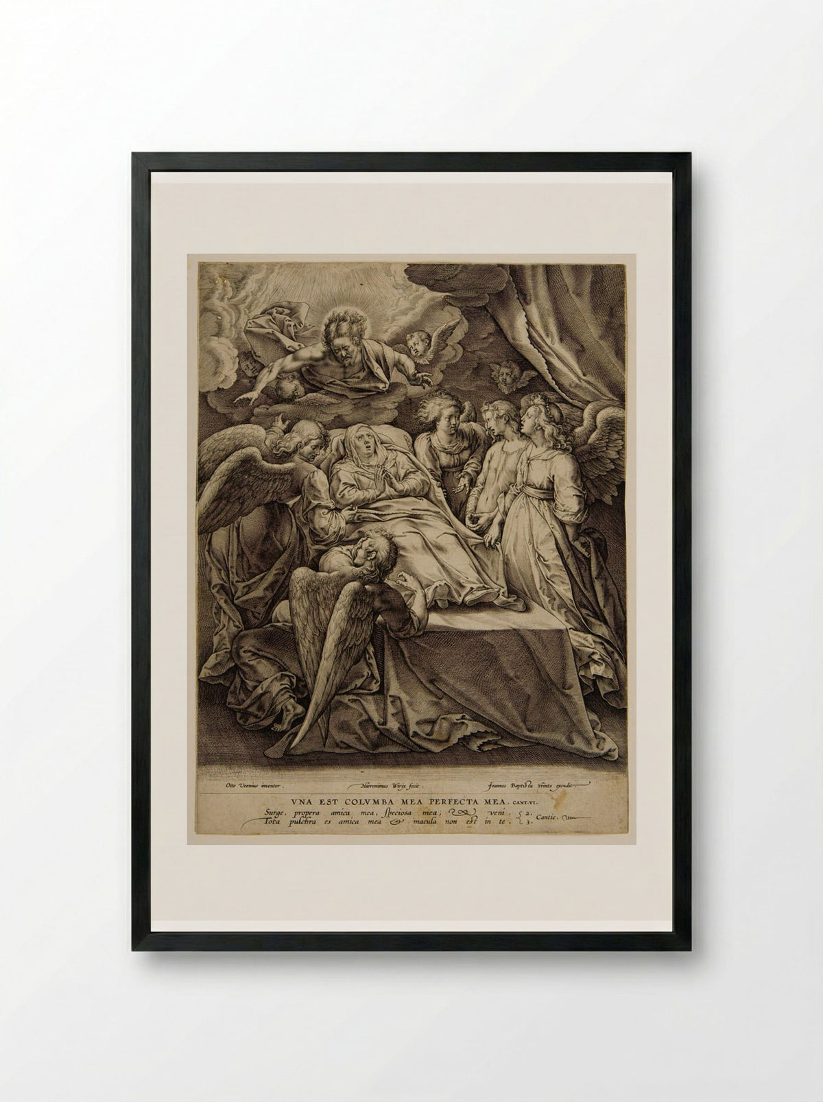 Death of the Virgin - Hieronymus Wierix - Framed Print Black