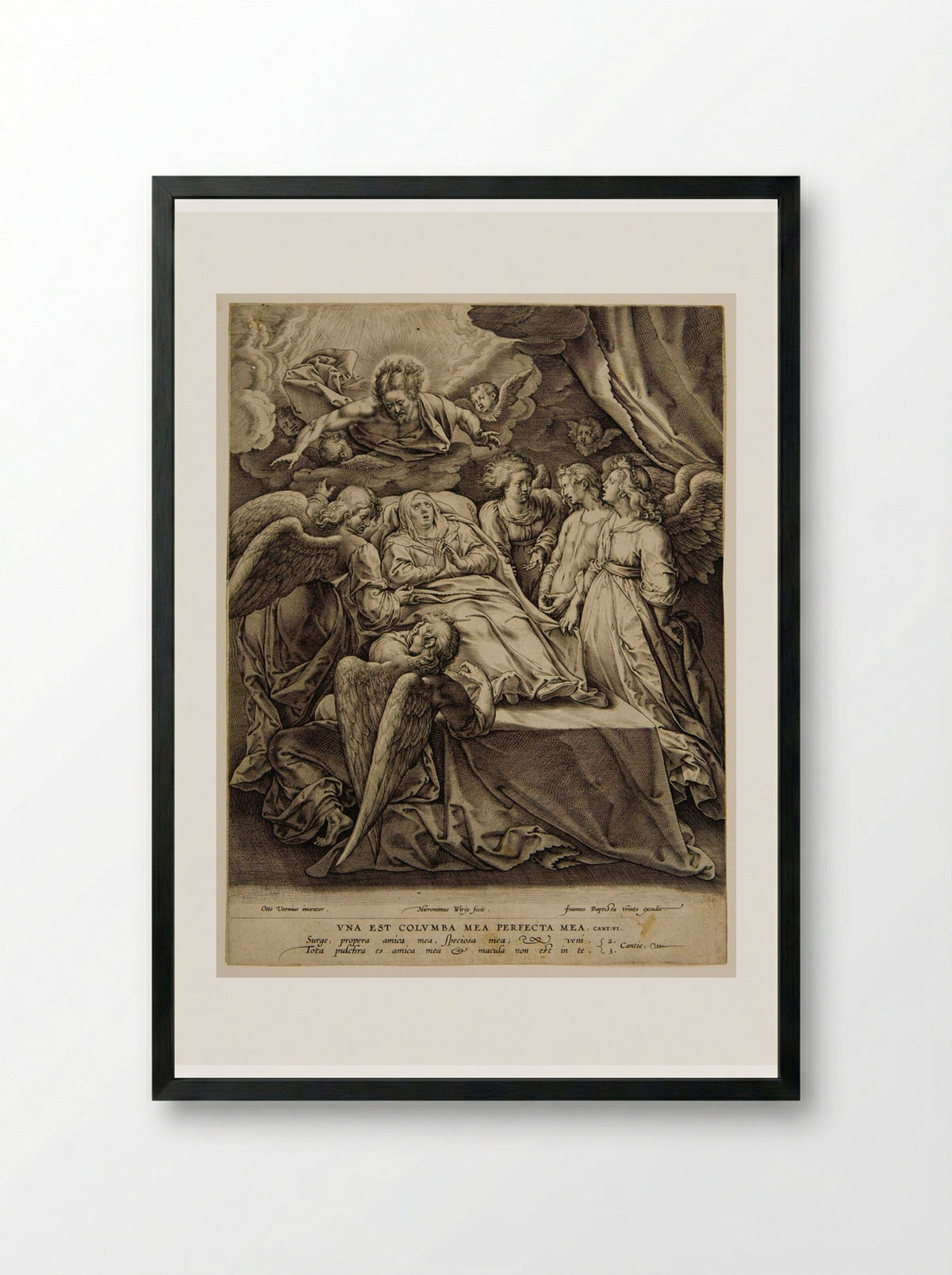 Death of the Virgin - Hieronymus Wierix - Framed Print Black