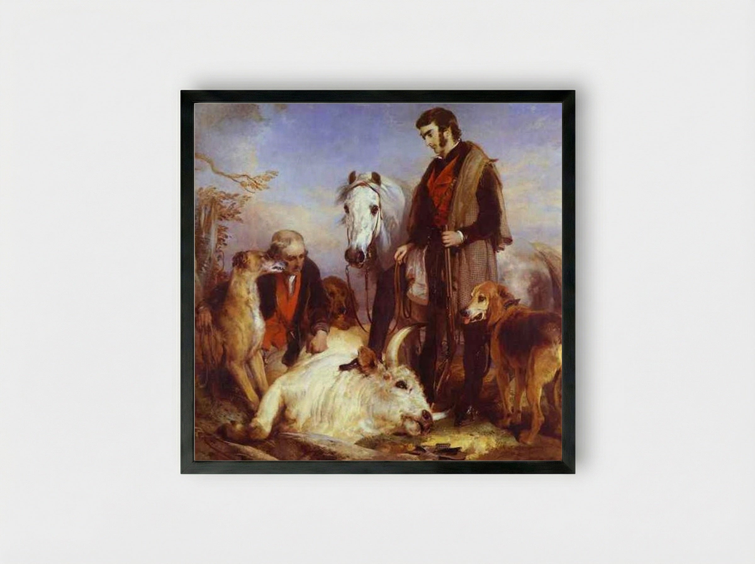 Death of the Wild Bull - Edwin Henry Landseer - Framed Print Black