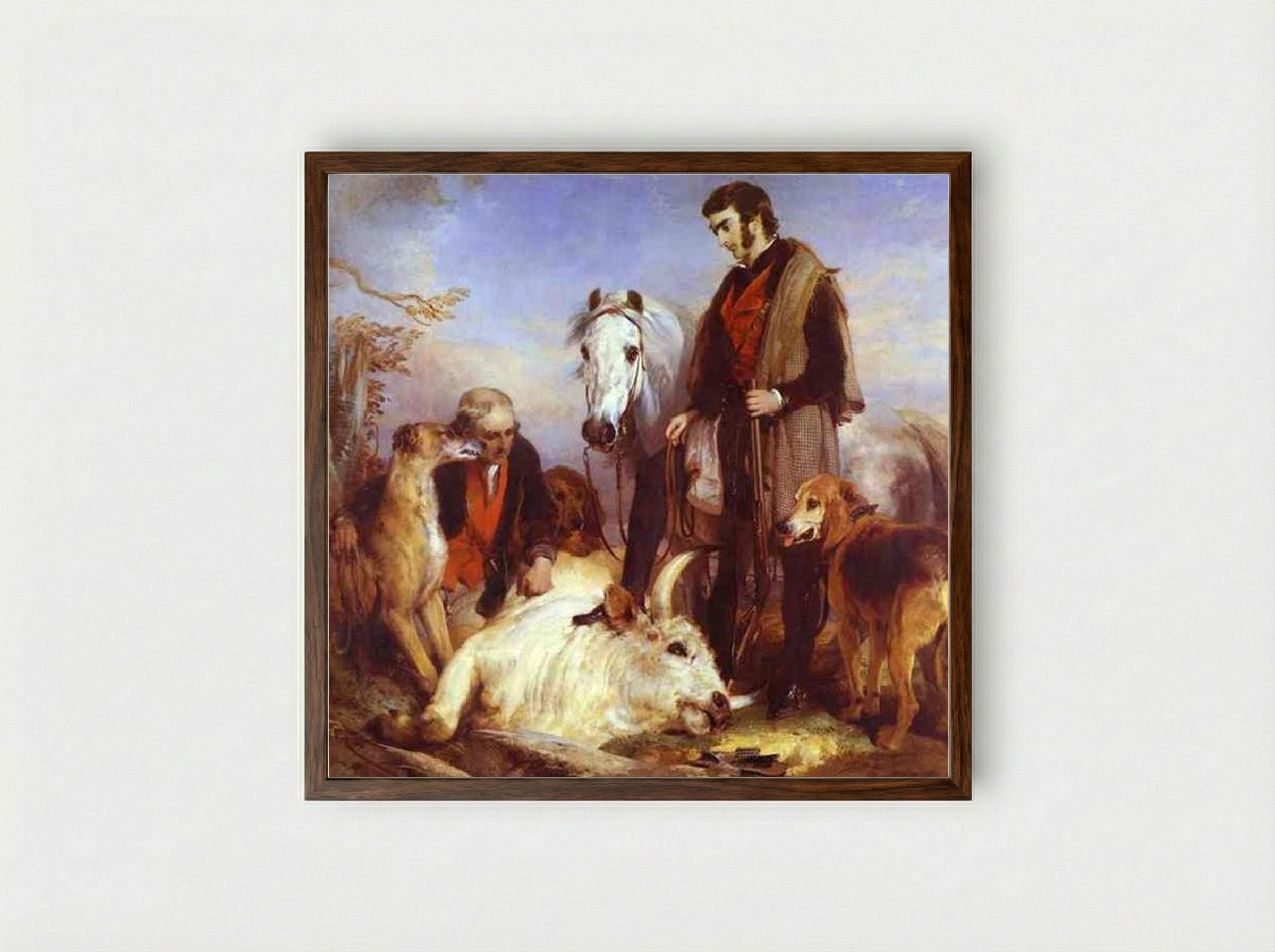 Death of the Wild Bull - Edwin Henry Landseer - Framed Print Dark Wood