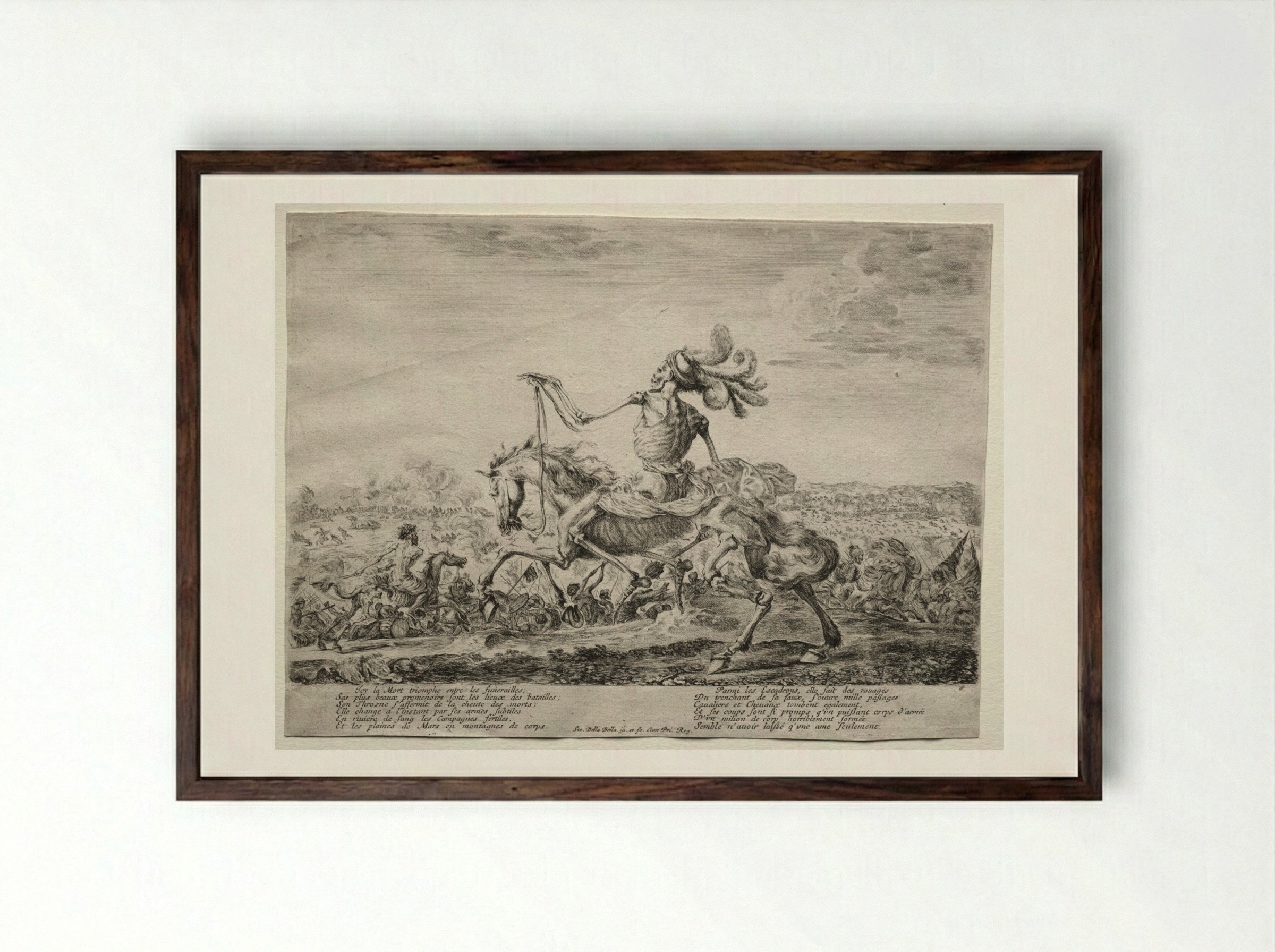 Death on the Battlefield - Stefano Della Bella - Framed Print Dark Wood