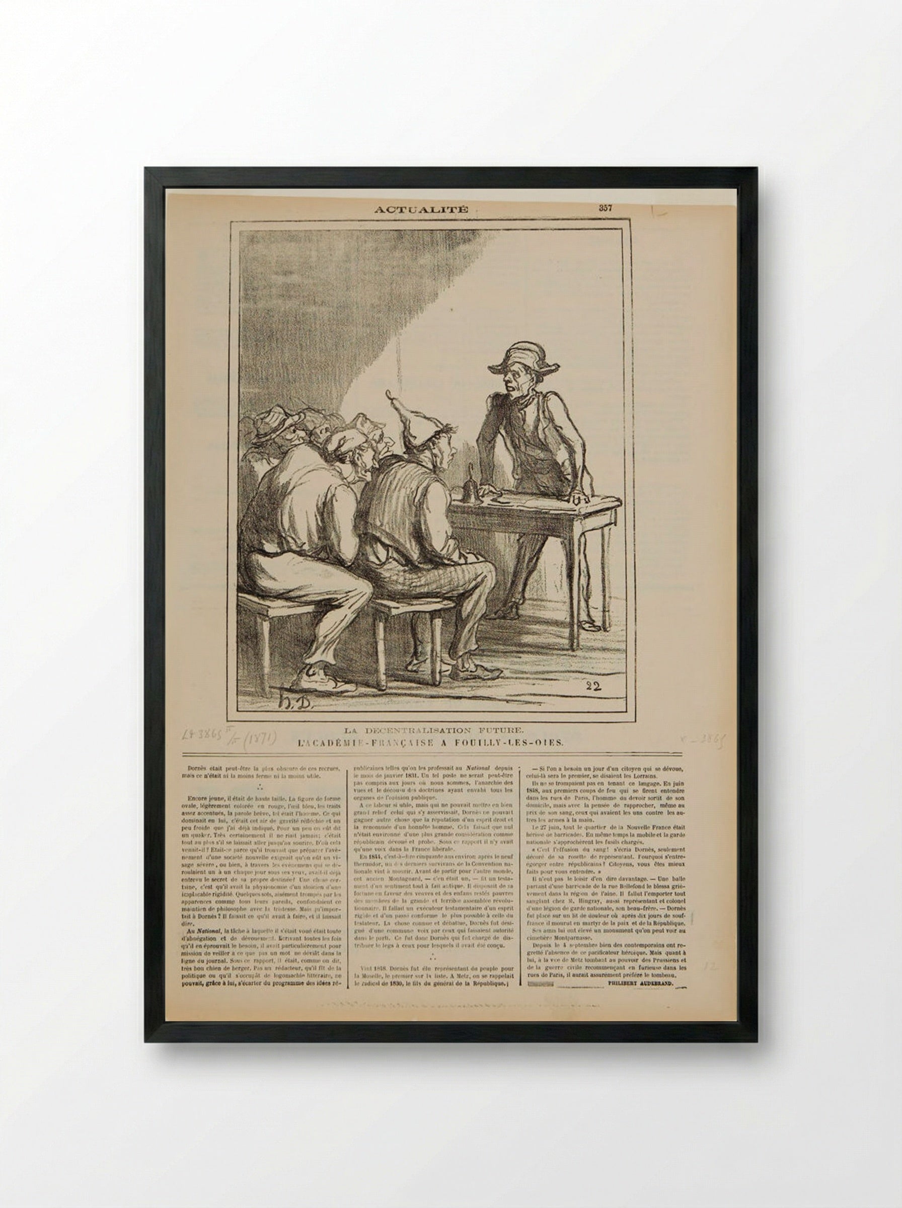 Decentralisation of the Future: The Académie Française at Fouilly-les-Oies - Honoré-Victorin Daumier - Framed Print Black