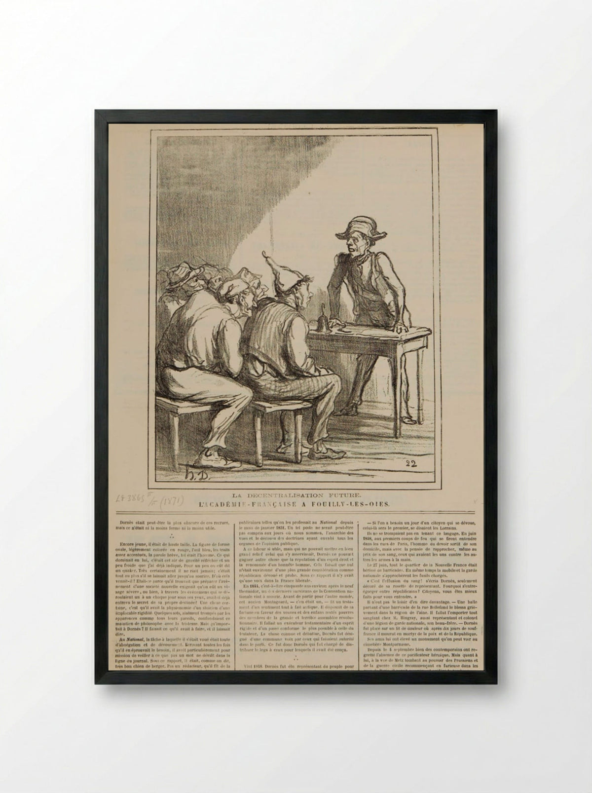 Decentralisation of the Future: The Académie Française at Fouilly-les-Oies - Honoré-Victorin Daumier - Framed Print Black