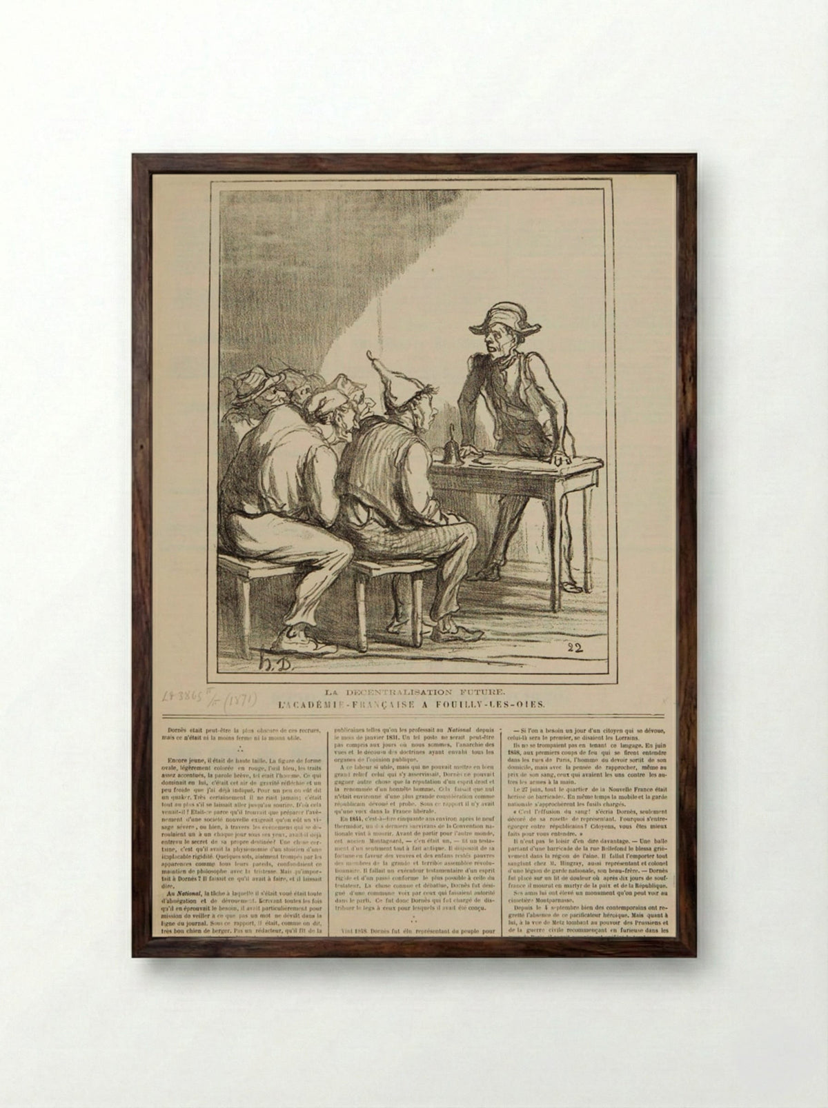 Decentralisation of the Future: The Académie Française at Fouilly-les-Oies - Honoré-Victorin Daumier - Framed Print Dark Wood