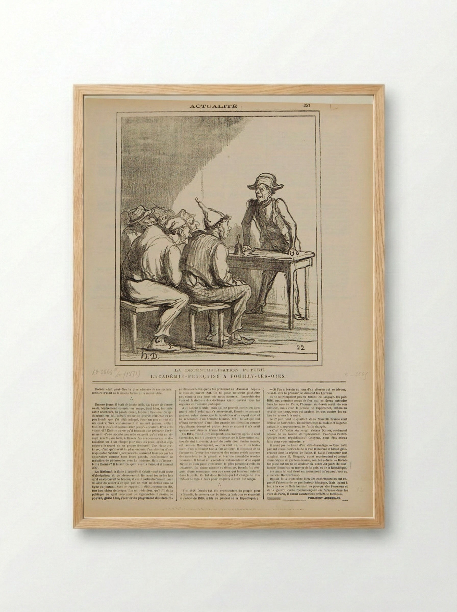 Decentralisation of the Future: The Académie Française at Fouilly-les-Oies - Honoré-Victorin Daumier - Framed Print Wood