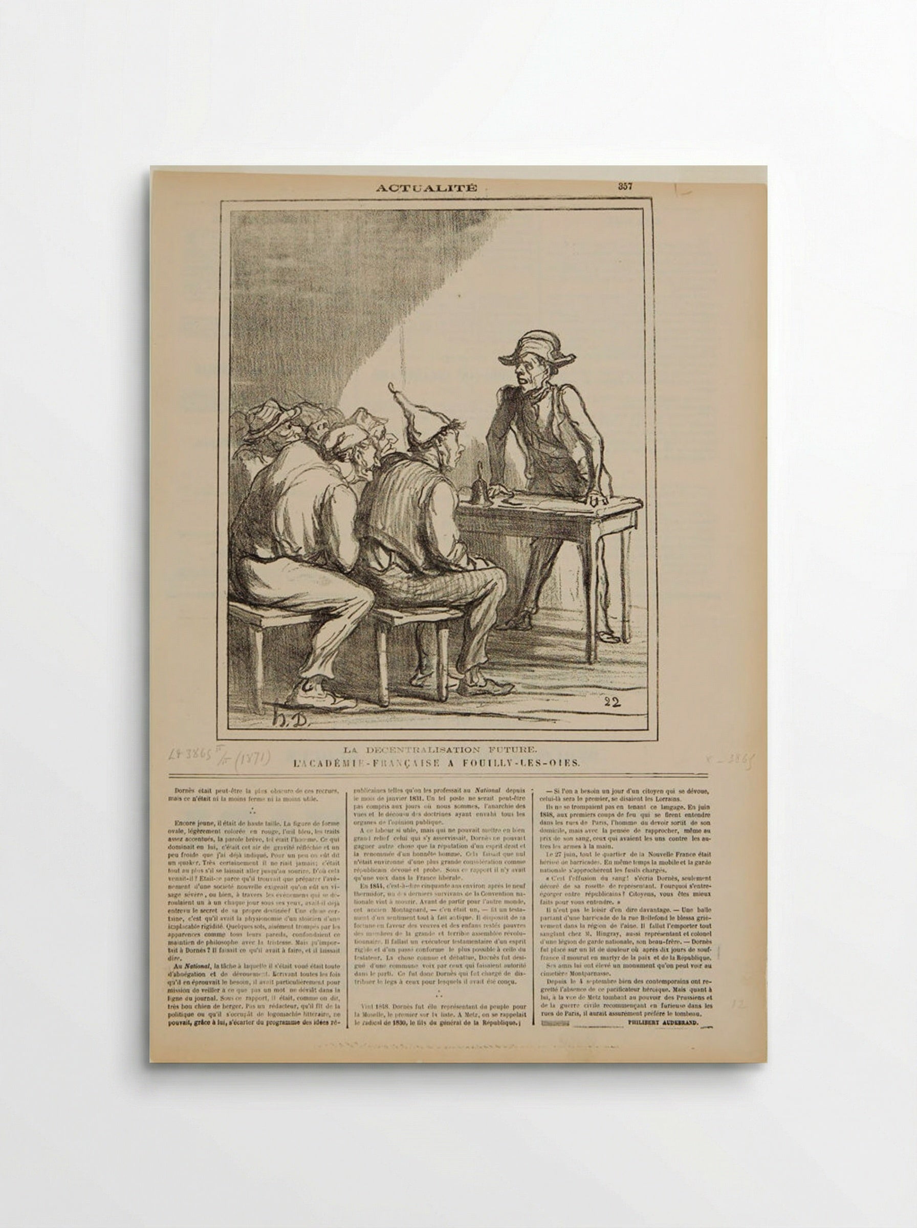 Decentralisation of the Future: The Académie Française at Fouilly-les-Oies - Honoré-Victorin Daumier - Poster
