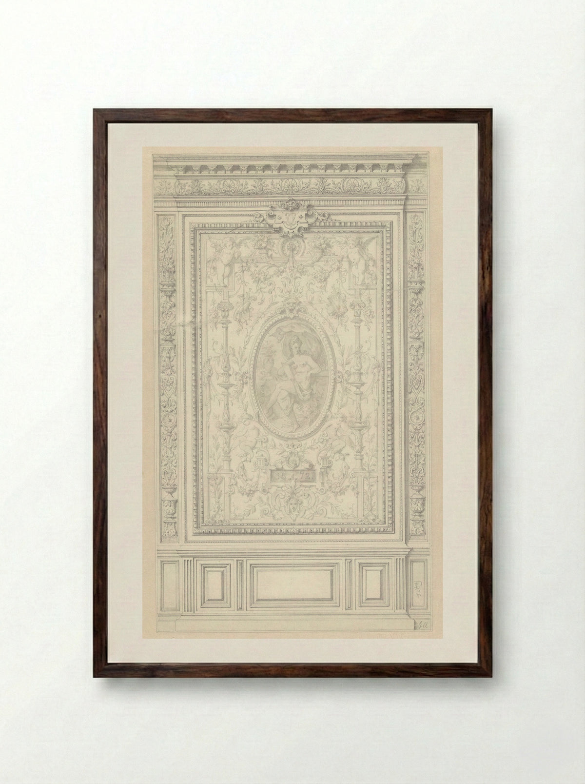 Decorative Panel (Design for Interior Wall) - Alexandre Eugène Prignot - Framed Print Dark Wood