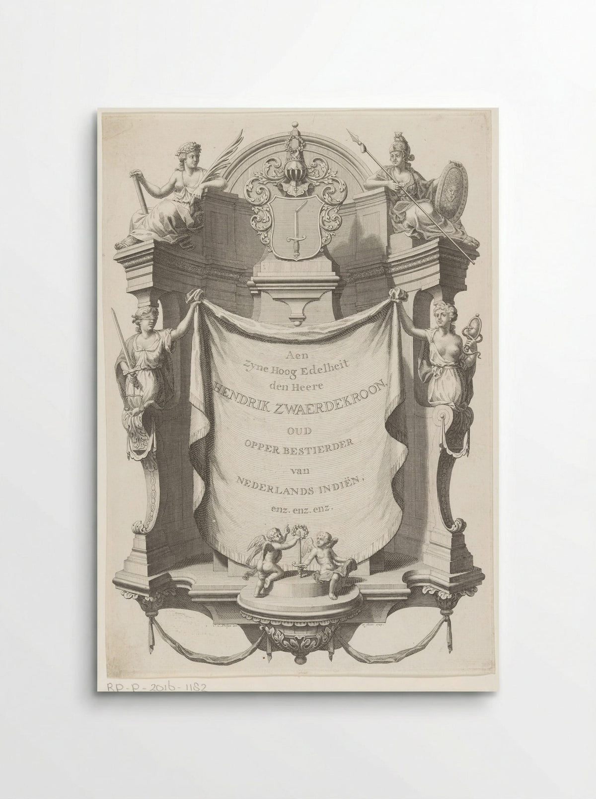 Dedication with the Coat of Arms of Hendrik Zwaerdekroon - Joannes van Braam & Gerard onder de Linden - Poster