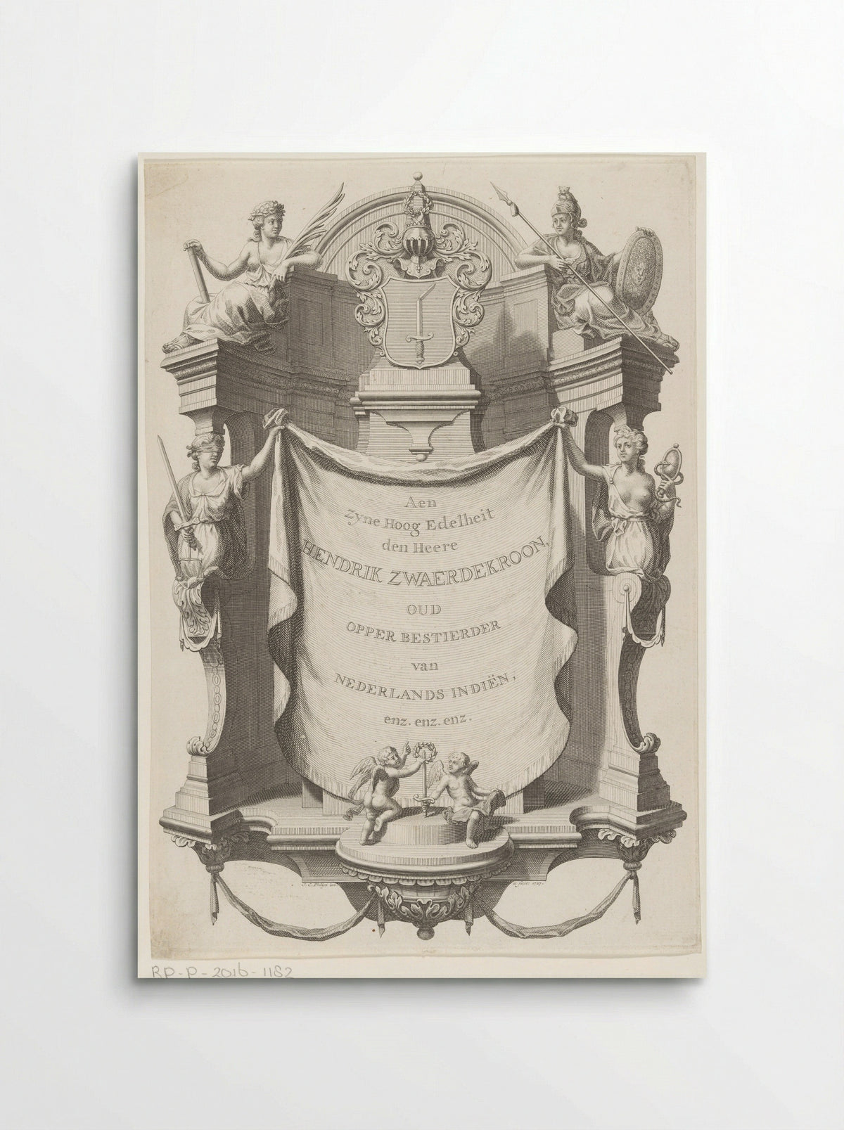 Dedication with the Coat of Arms of Hendrik Zwaerdekroon - Joannes van Braam & Gerard onder de Linden - Poster