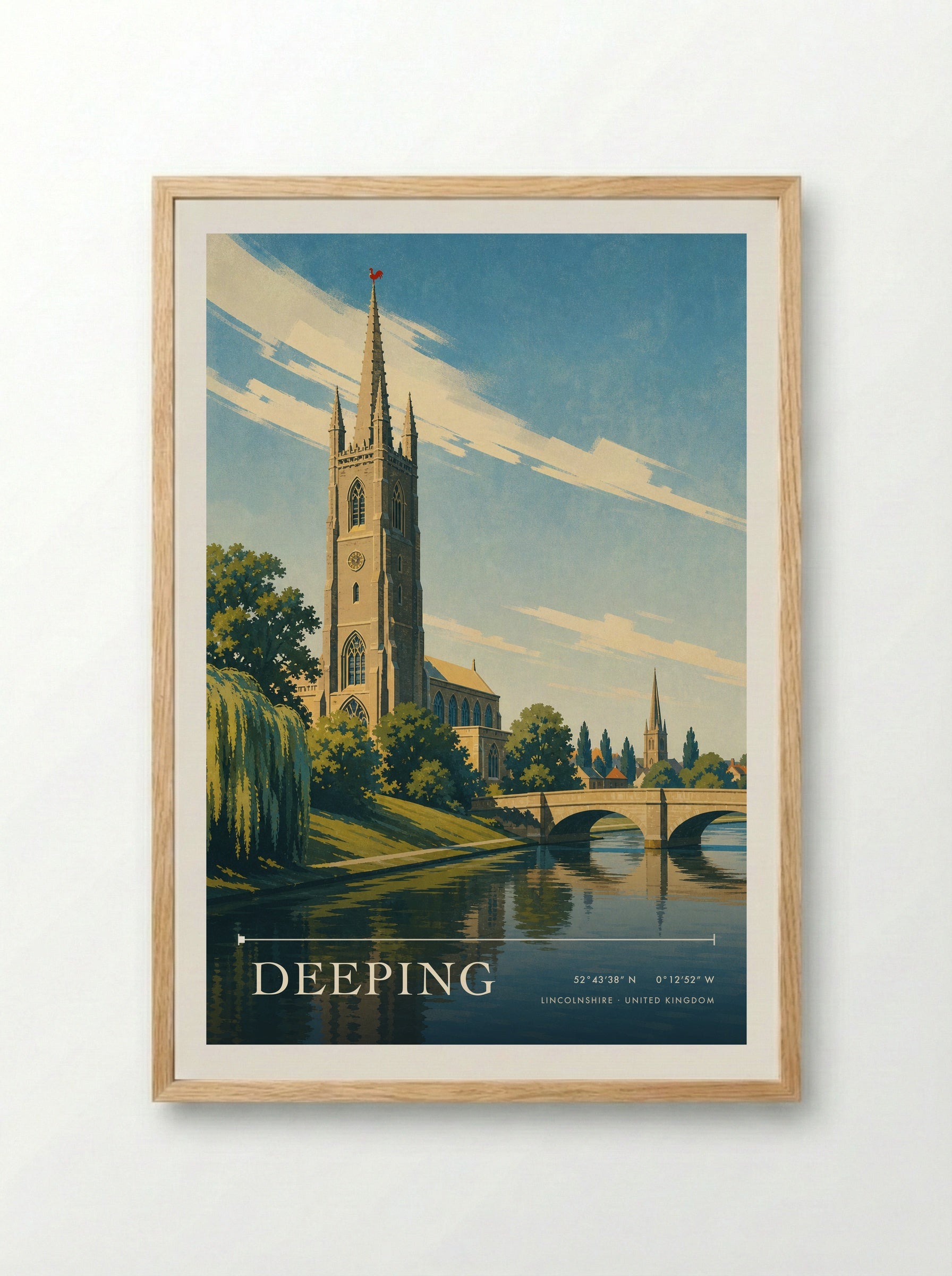 Deeping Lincolnshire United Kingdom Travel Poster - Framed Print Wood