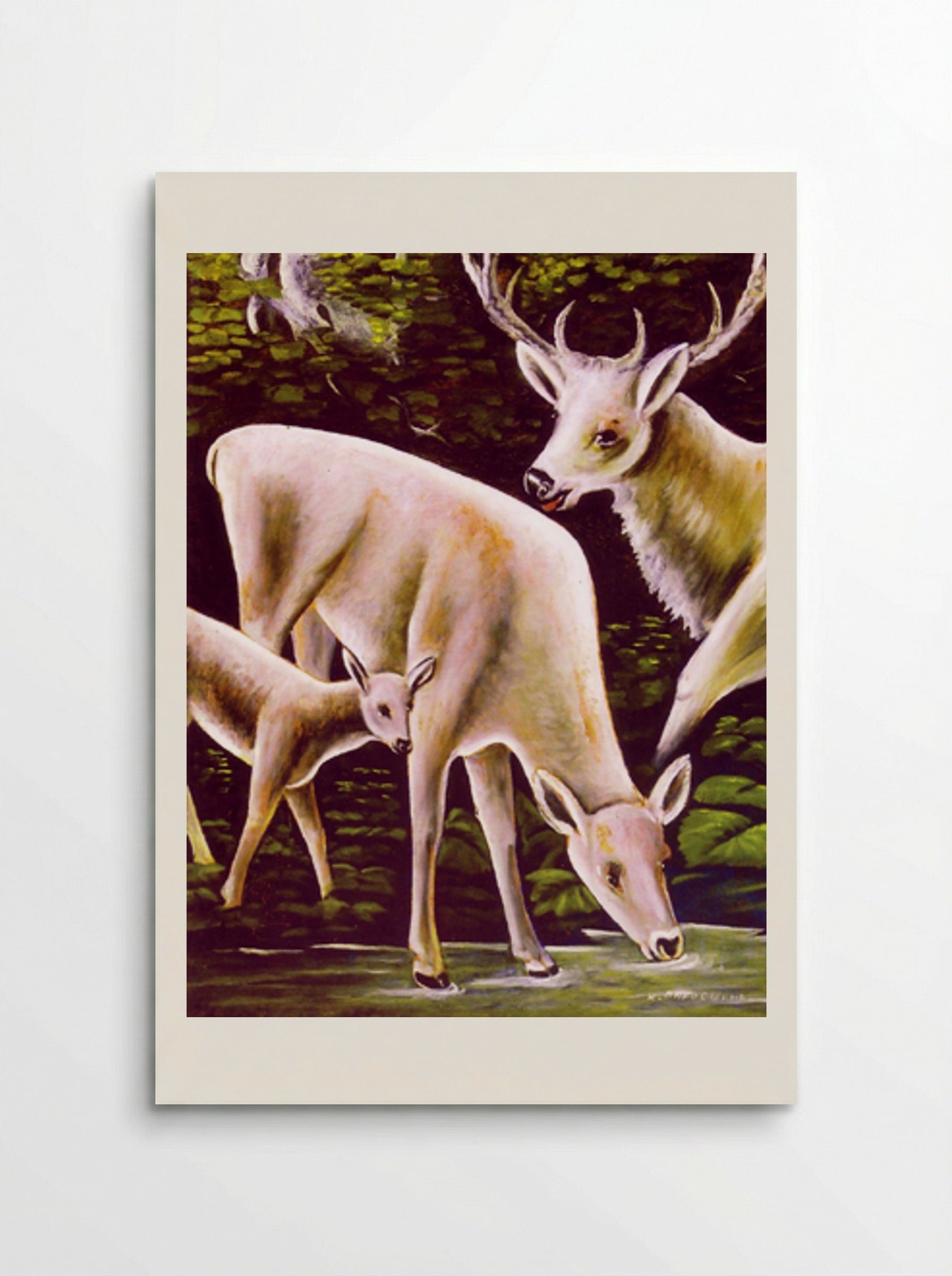 Deer family at waterhole - Niko Pirosmani - Poster