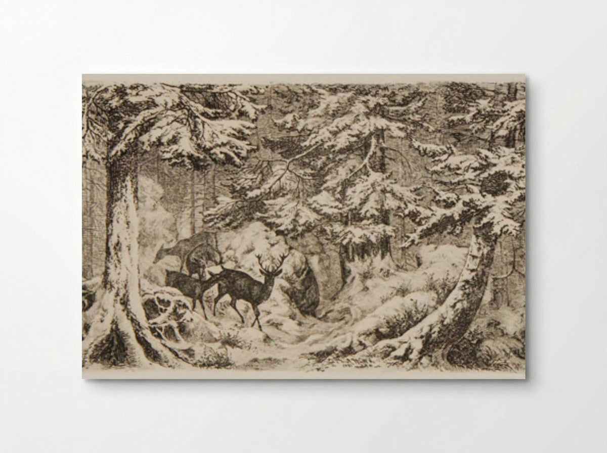 Deer in a Forest - Friedrich Anton Wolff - Poster