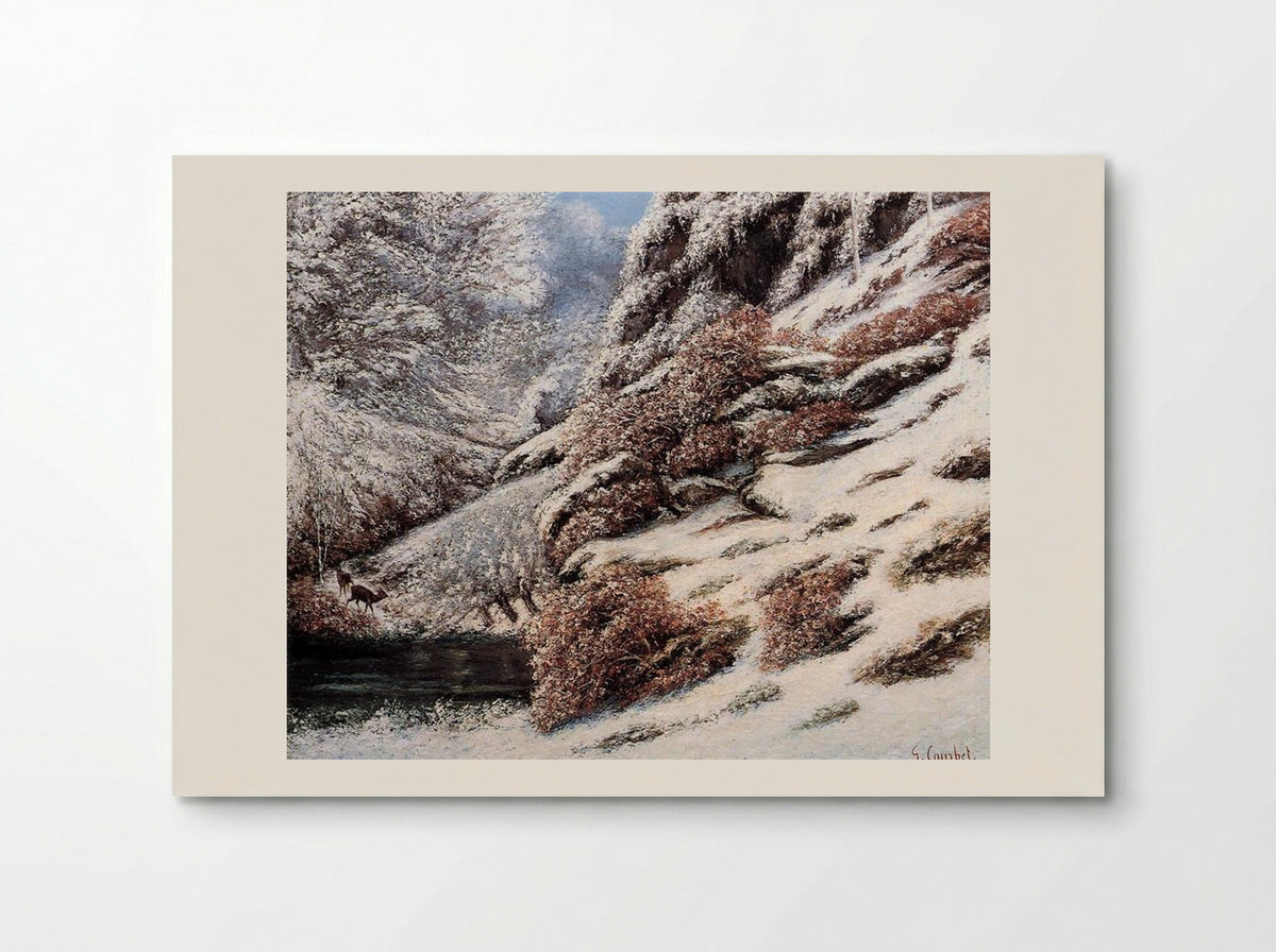 Deer in a Snowy Landscape - Gustave Courbet - Poster