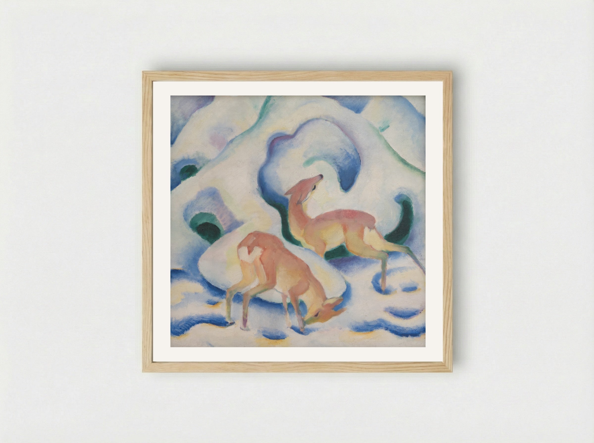 Deer in the Snow - Franz Marc - Framed Print Wood