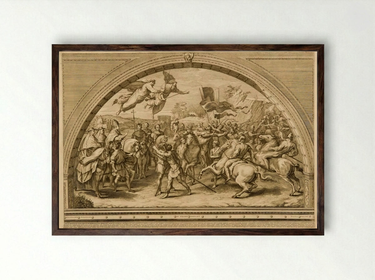Defeat of Attila - Francesco Faraone Aquila - Framed Print Dark Wood