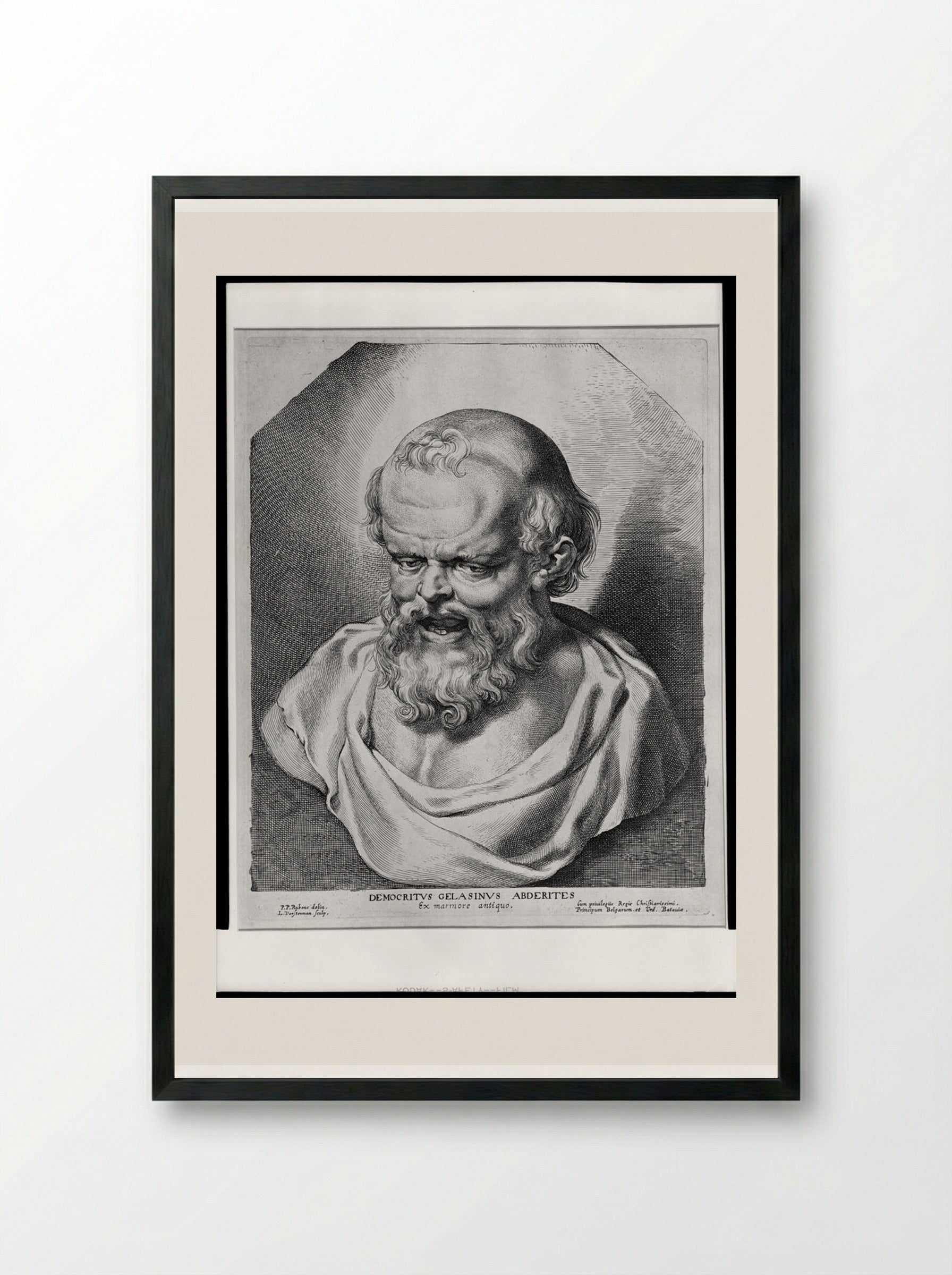 Democritus Gelasinus Abderites - Lucas Vorsterman, I - Framed Print Black