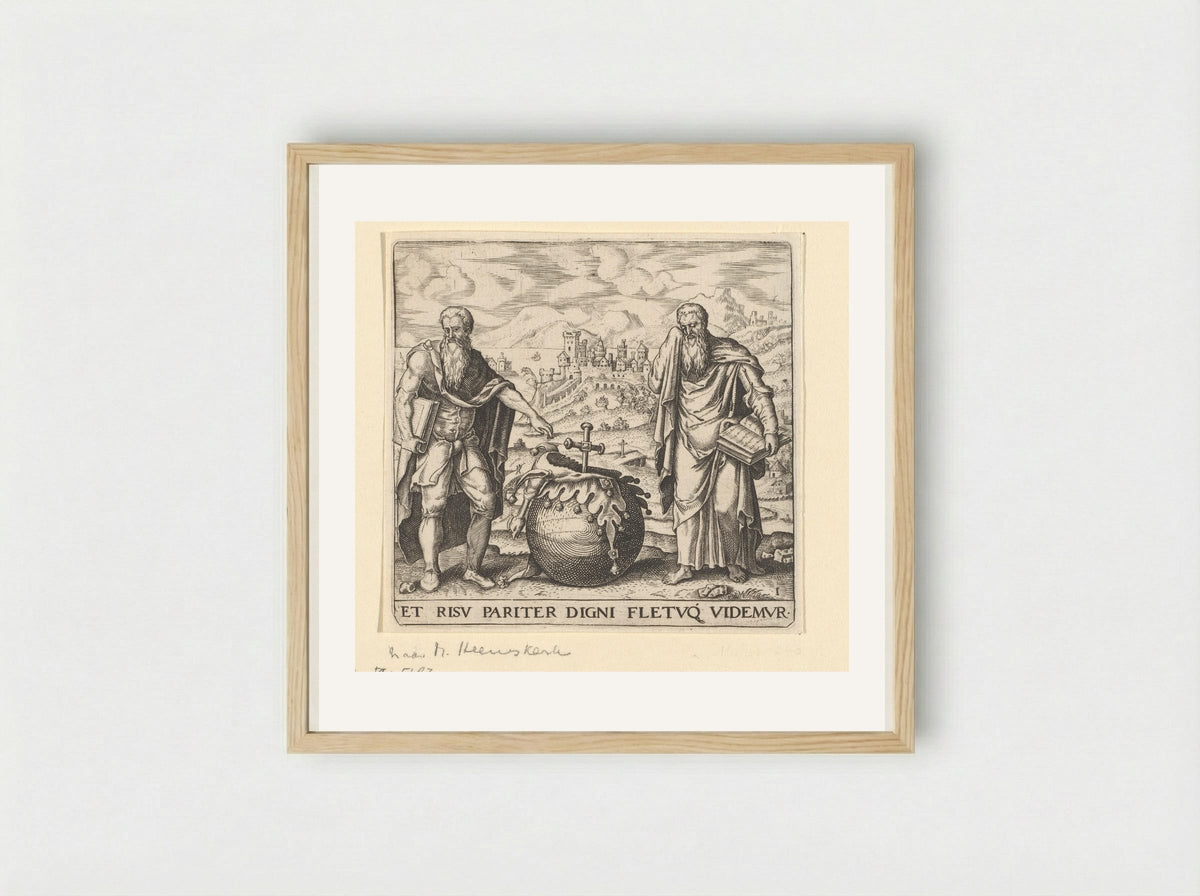 Democritus and Heraclitus - Johann Theodor de Bry - Framed Print Wood