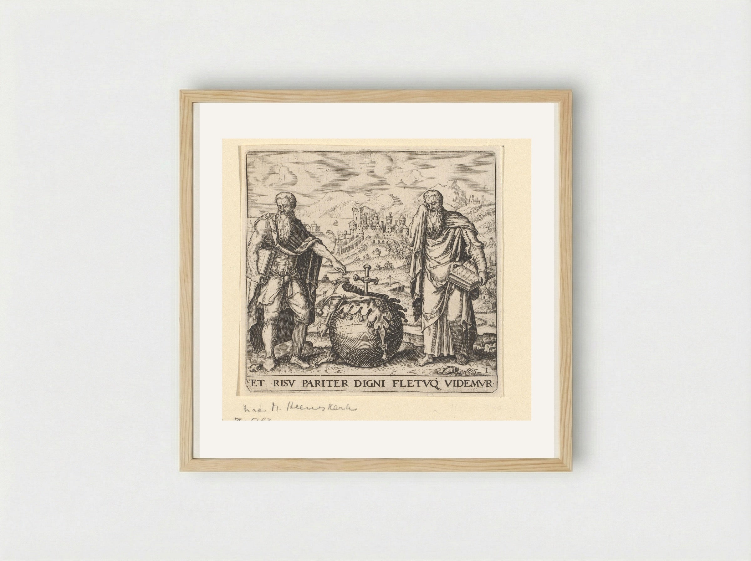 Democritus and Heraclitus - Johann Theodor de Bry - Framed Print Wood