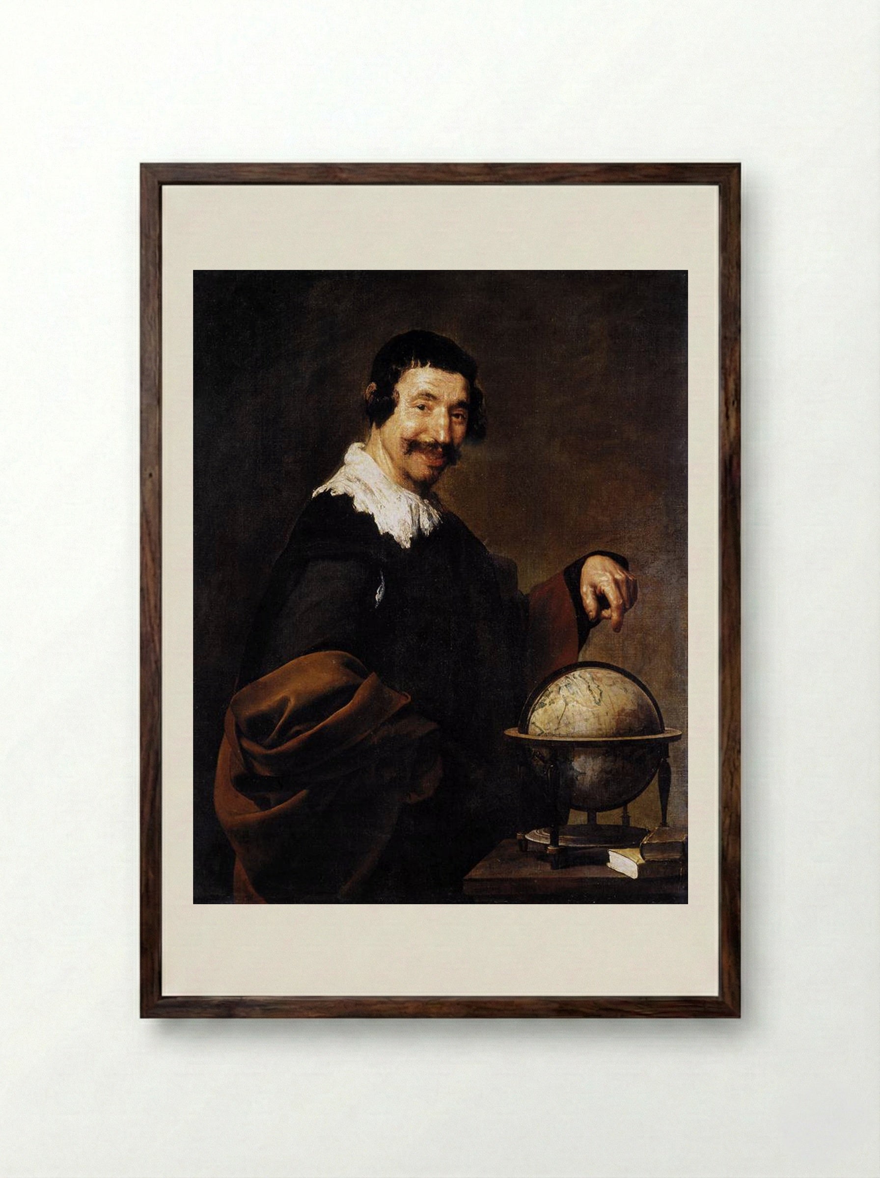 Democritus - Diego Velázquez - Framed Print Dark Wood