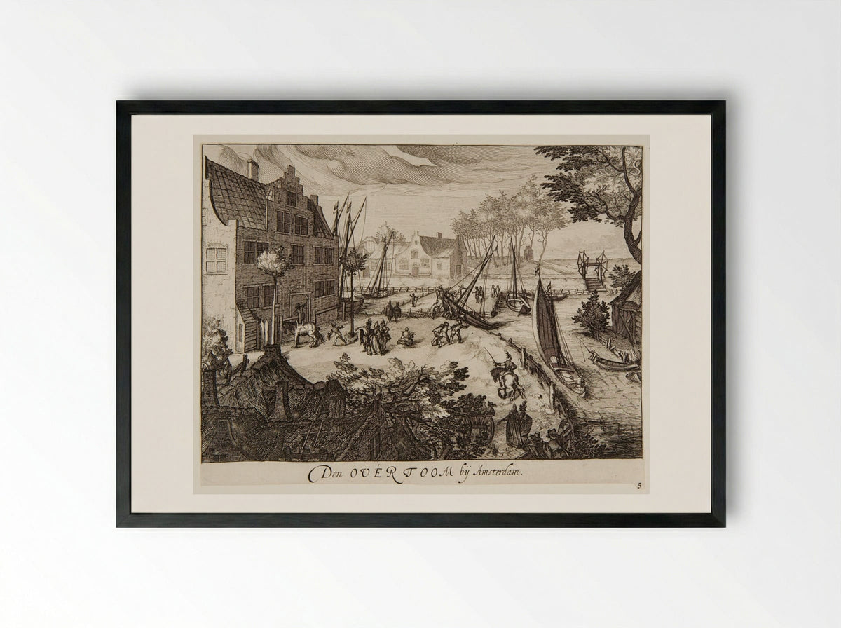 Den Overtoom by Amsterdam - Simon Frisius - Framed Print Black
