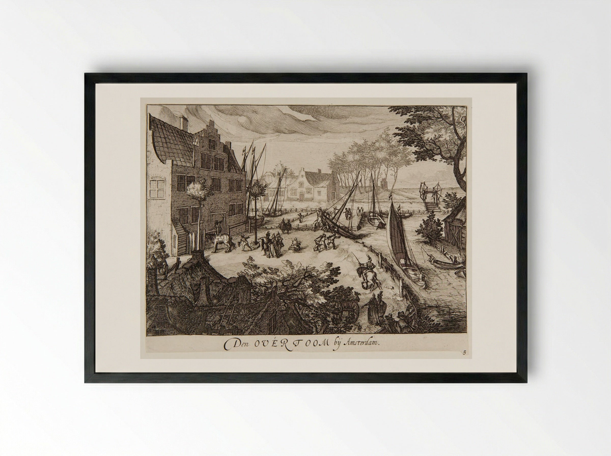 Den Overtoom by Amsterdam - Simon Frisius - Framed Print Black