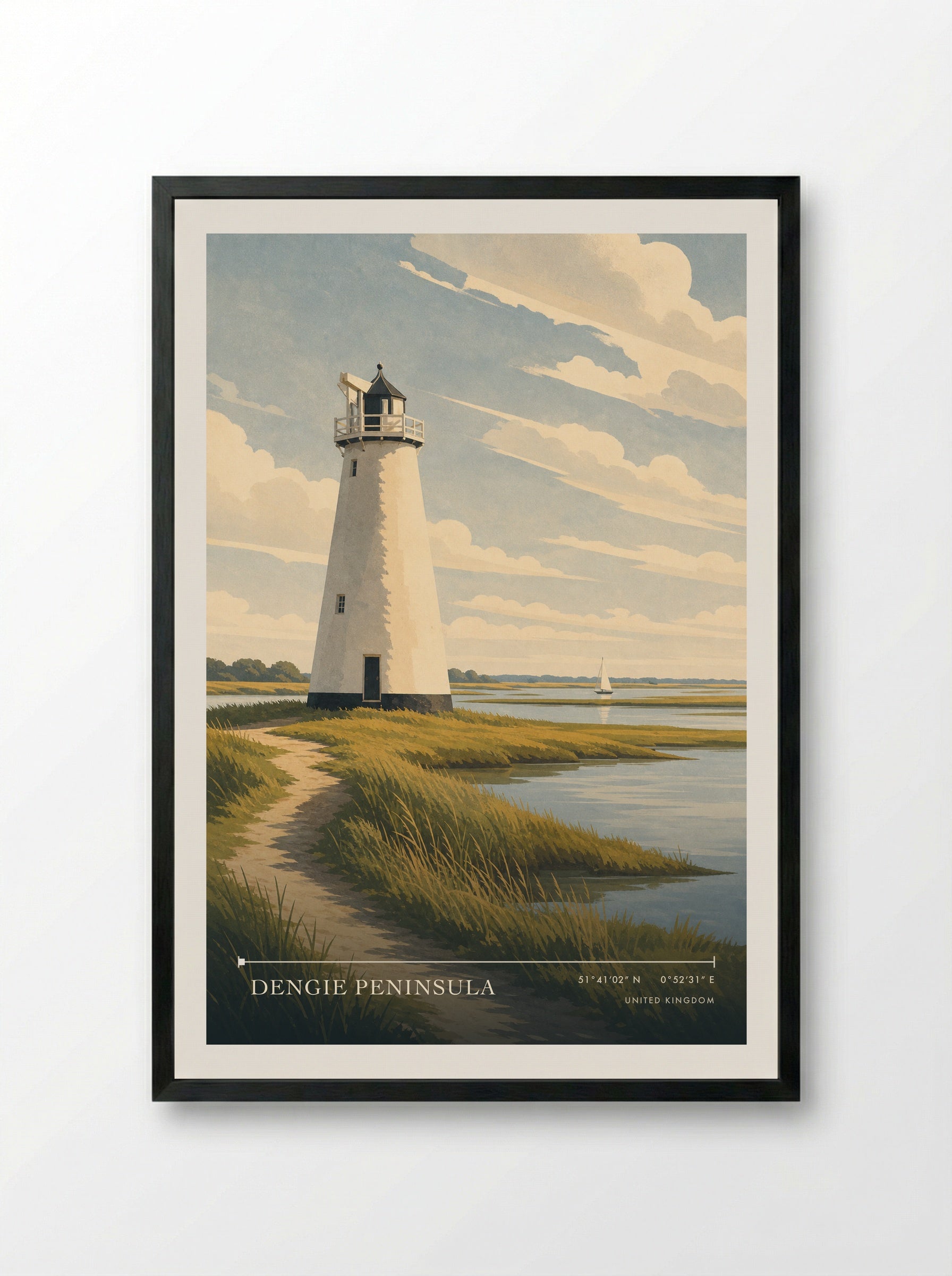 Dengie Peninsula United Kingdom Travel Poster - Framed Print Black