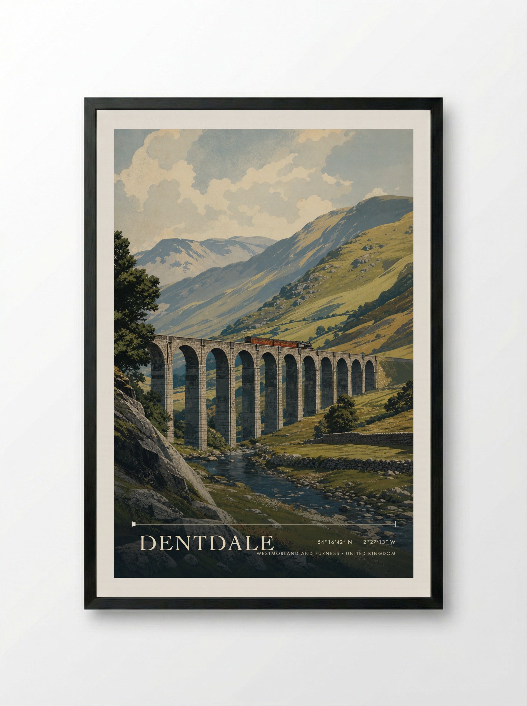 Dentdale Westmorland and Furness United Kingdom Travel Poster - Framed Print Black