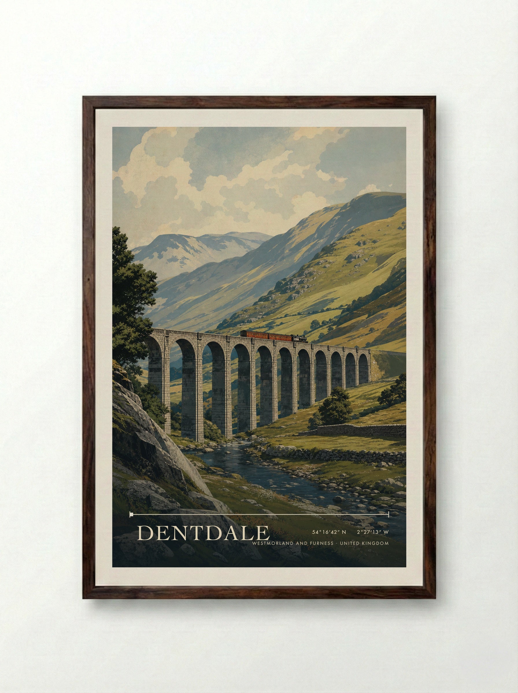 Dentdale Westmorland and Furness United Kingdom Travel Poster - Framed Print Dark Wood