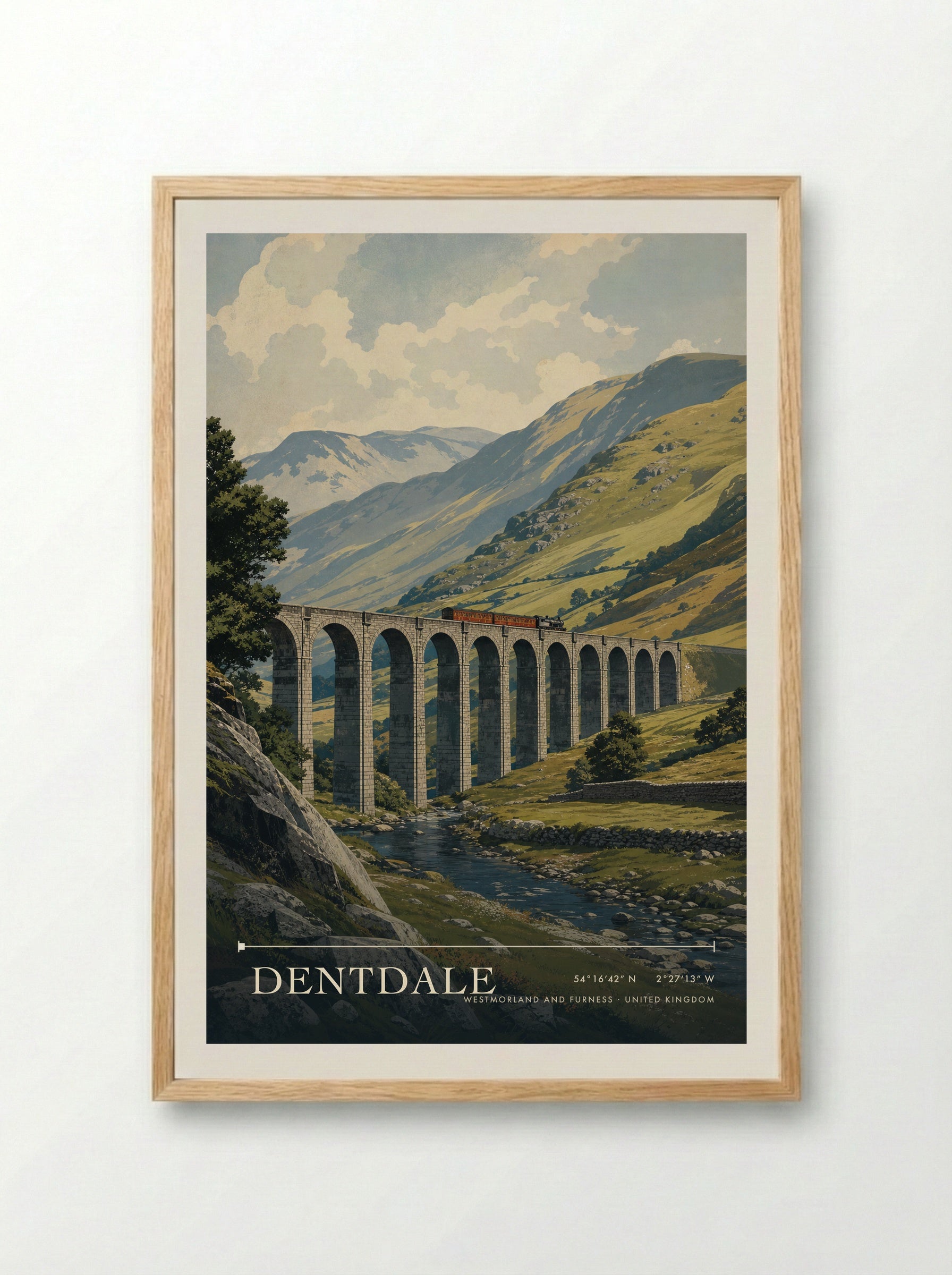 Dentdale Westmorland and Furness United Kingdom Travel Poster - Framed Print Wood