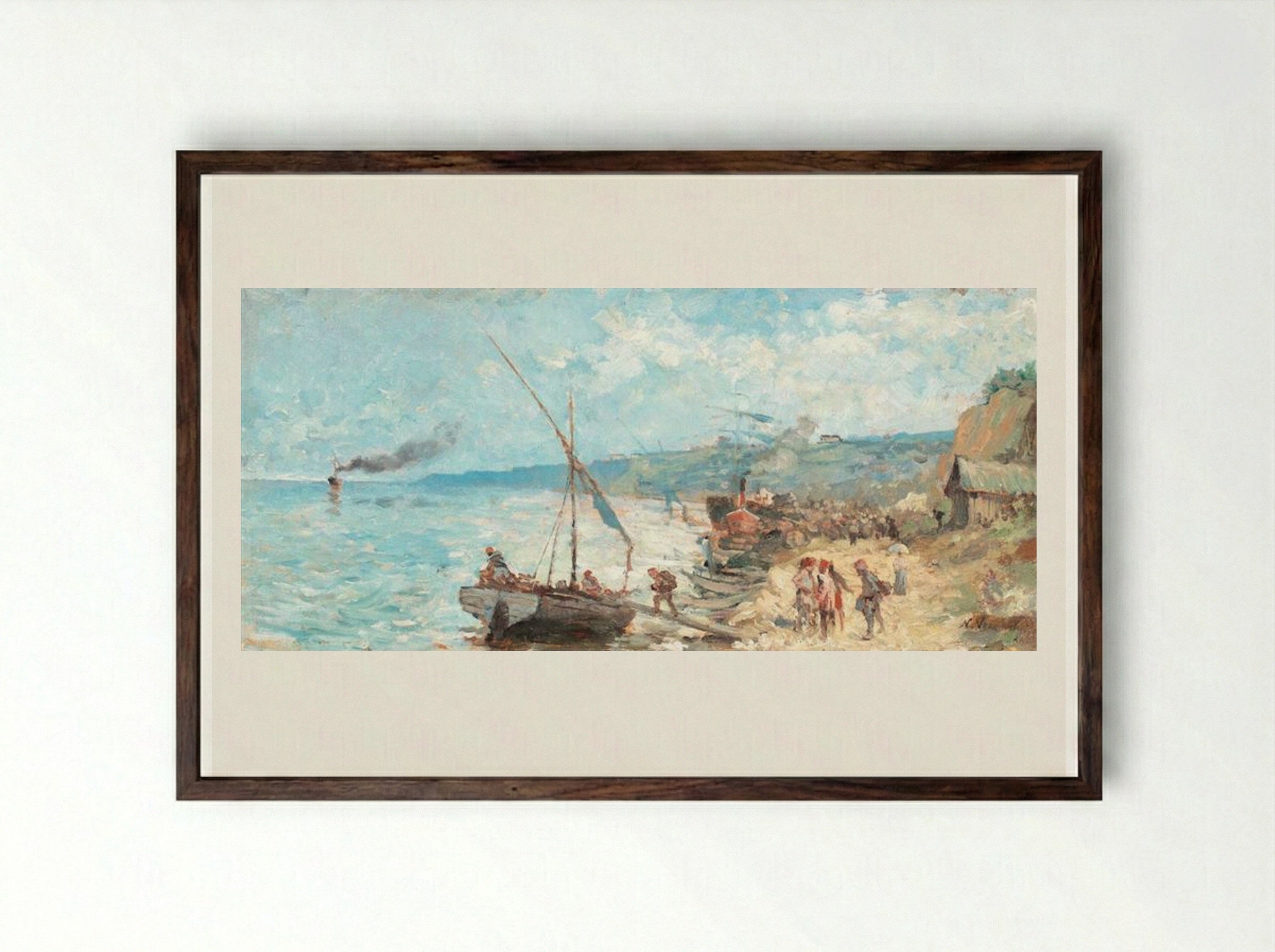 Departure Towards the Open Sea - Nicolae Vermont - Framed Print Dark Wood
