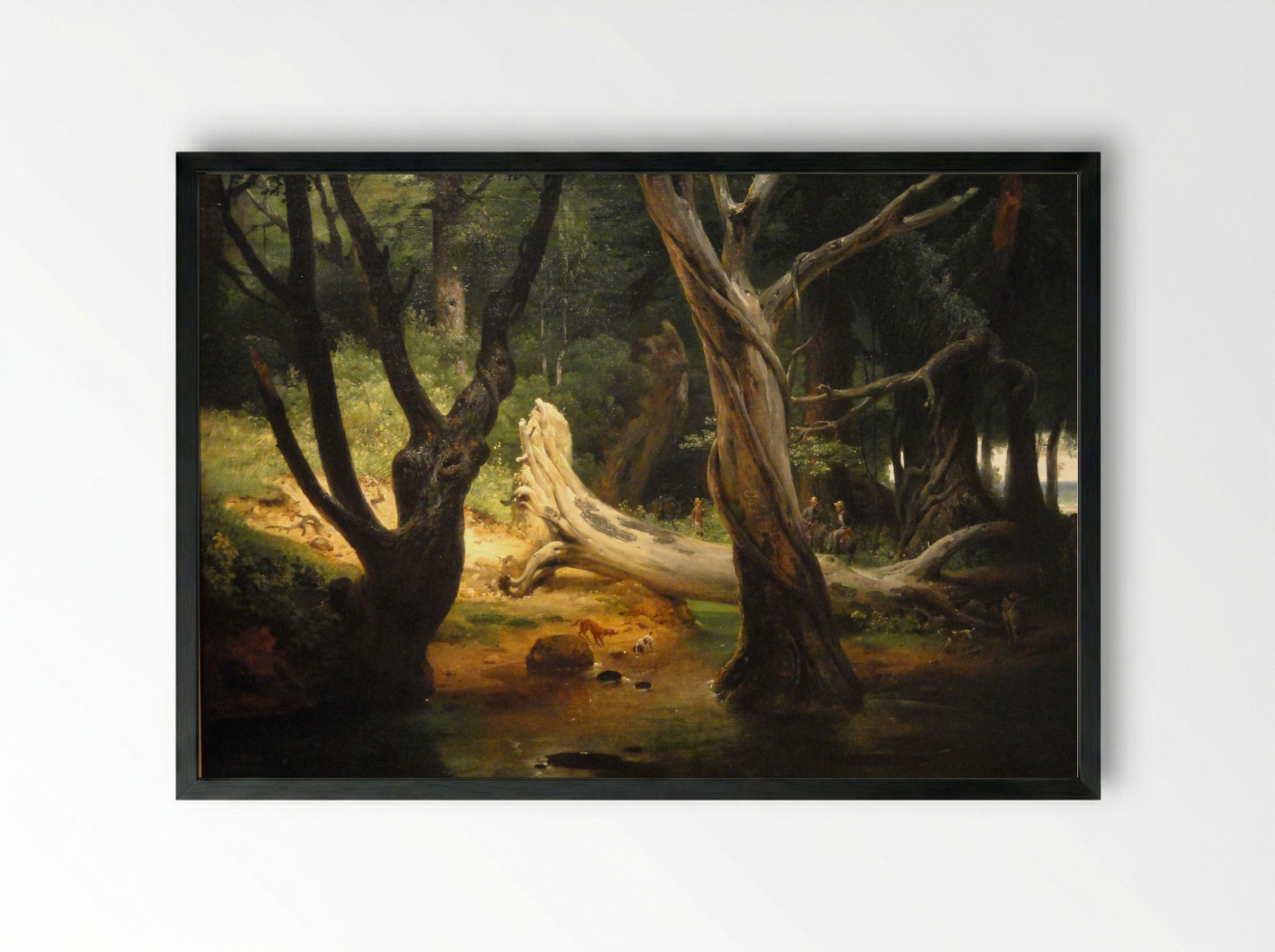 Departure for the Hunt in the Pontine Marshes - Horace Vernet - Framed Print Black