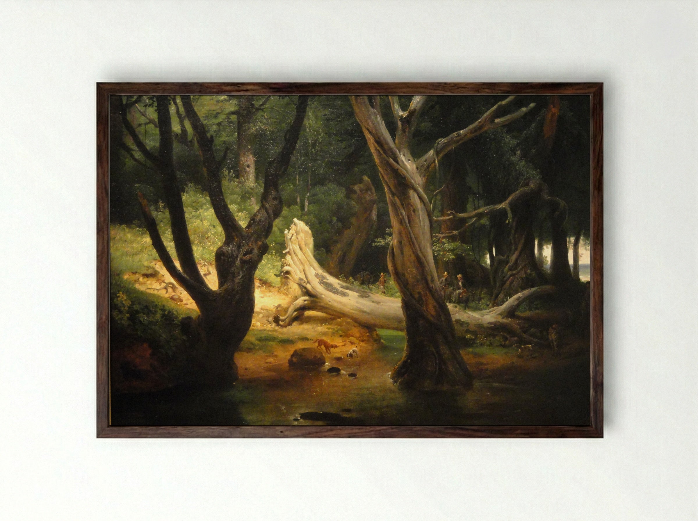 Departure for the Hunt in the Pontine Marshes - Horace Vernet - Framed Print Dark Wood