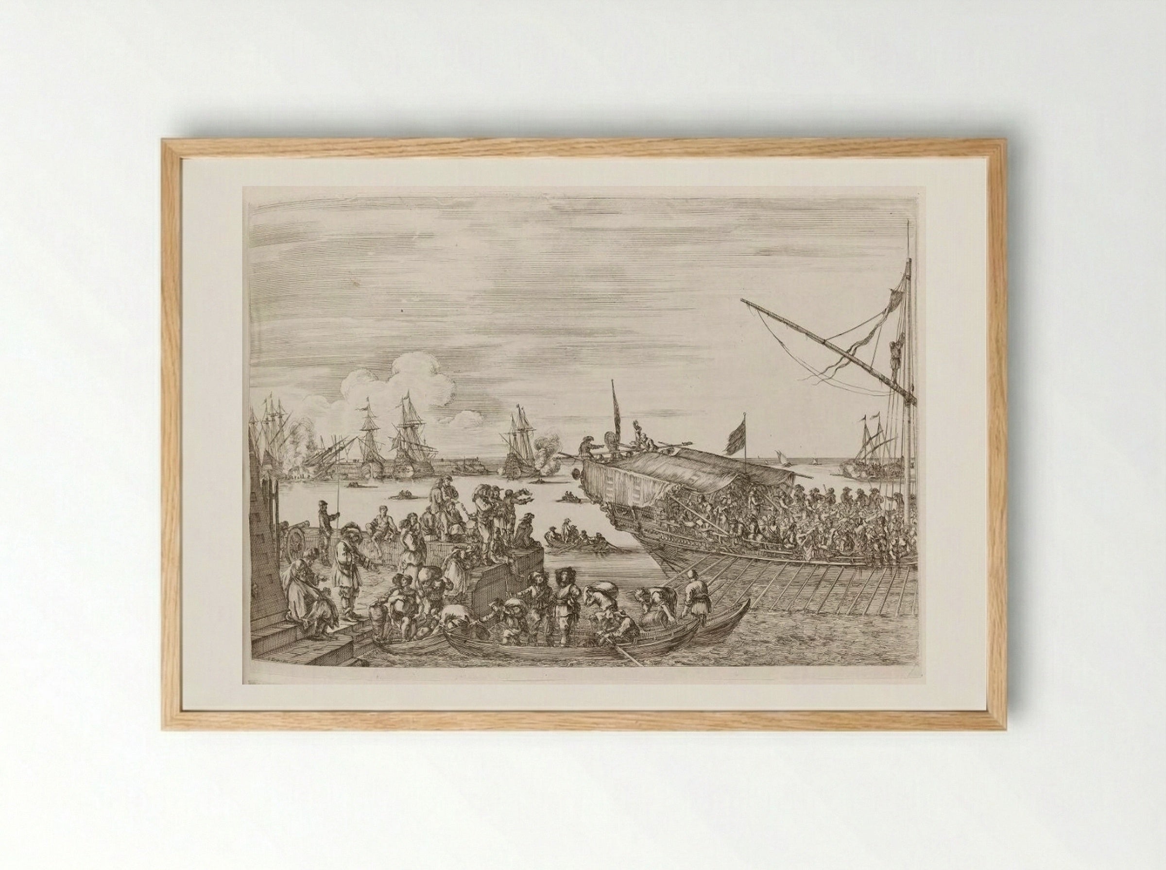 Departure of a Galley Ship - Stefano Della Bella - Framed Print Wood