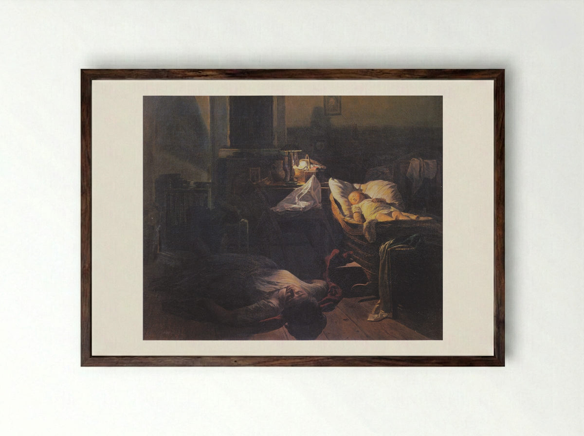 Depleted Power - Ferdinand Georg Waldmüller - Framed Print Dark Wood